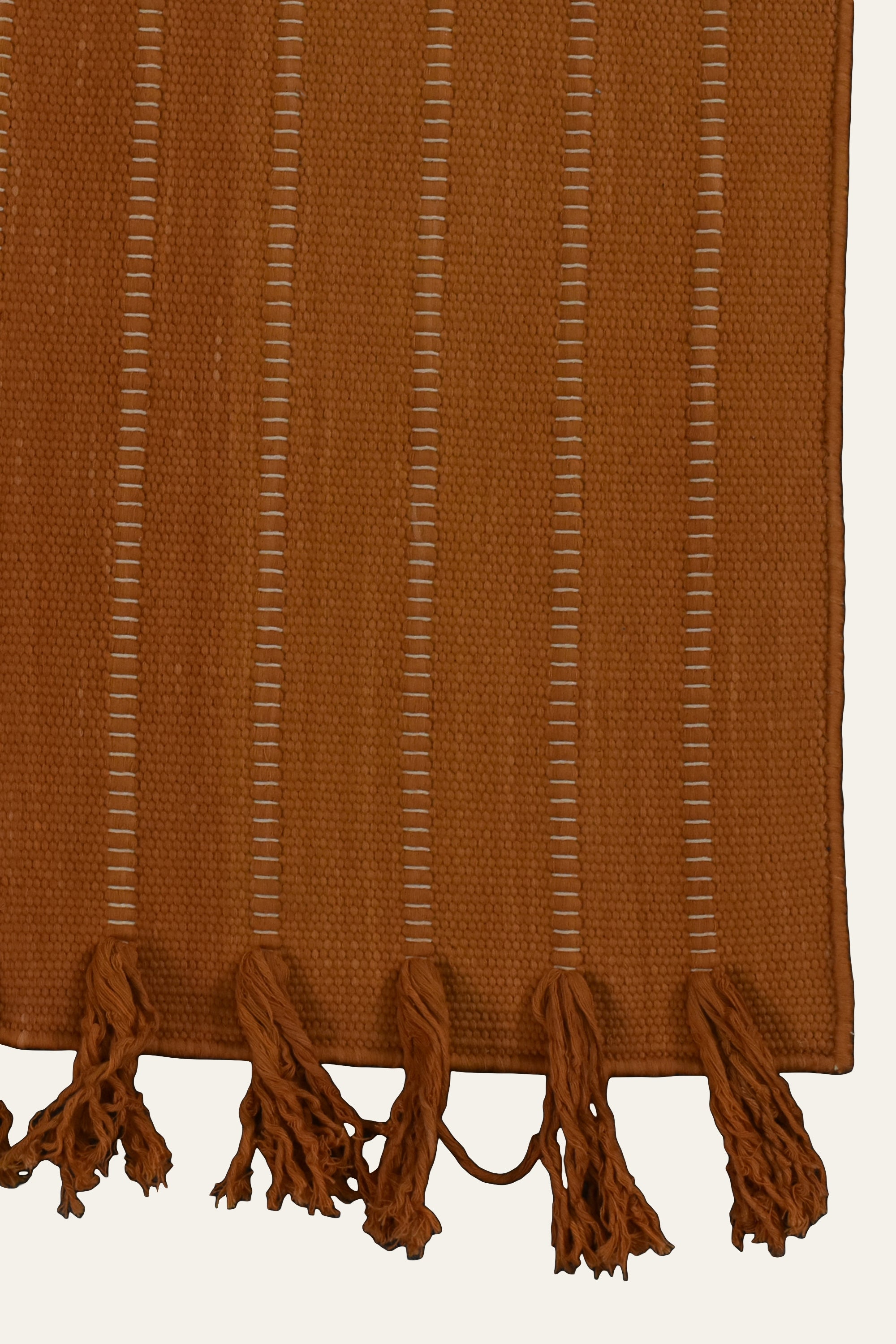 Rust Orange Washable Cotton Yoga Mat with Fringe