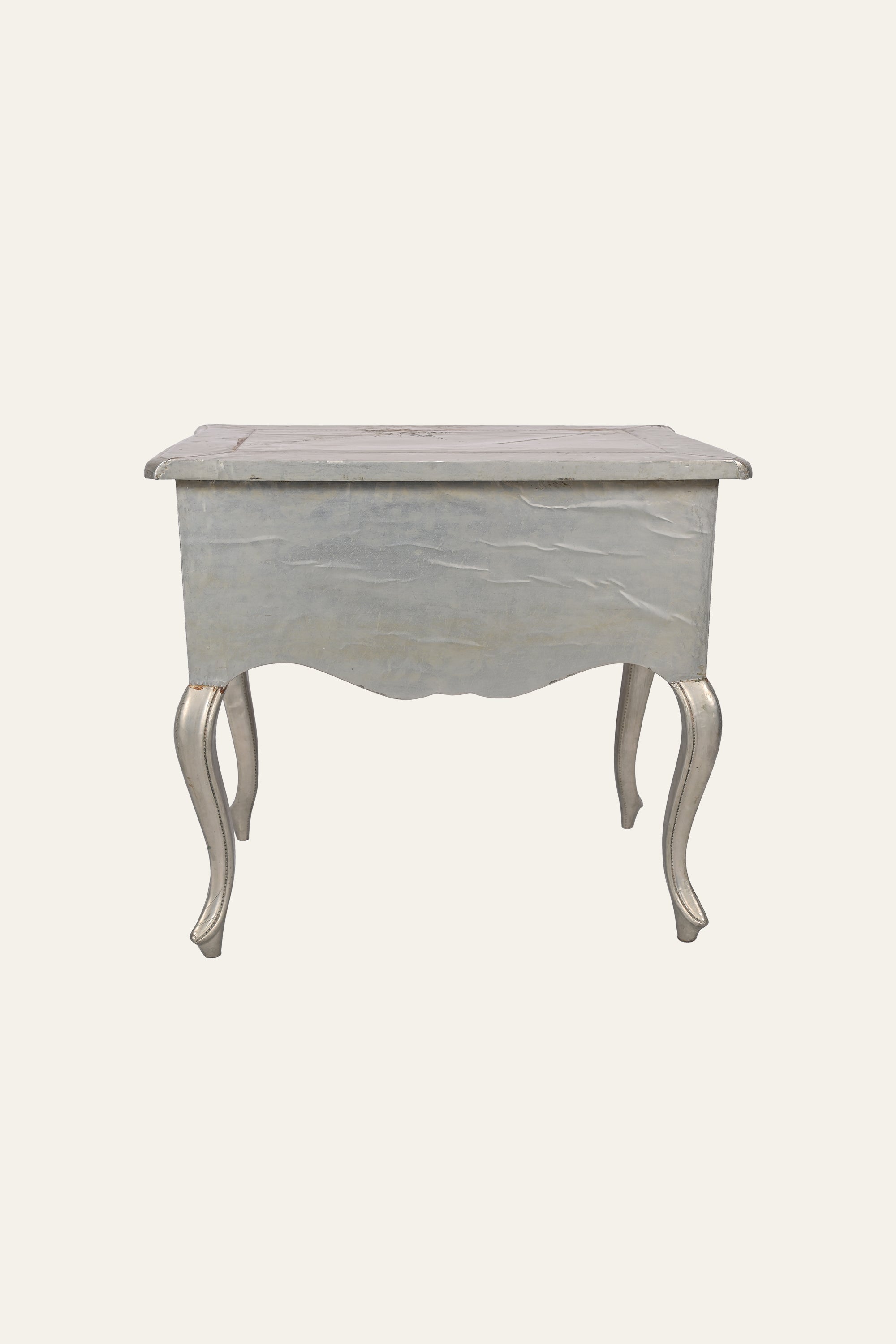 French Style White Metal Embossed 2-Drawer Chest of Drawers