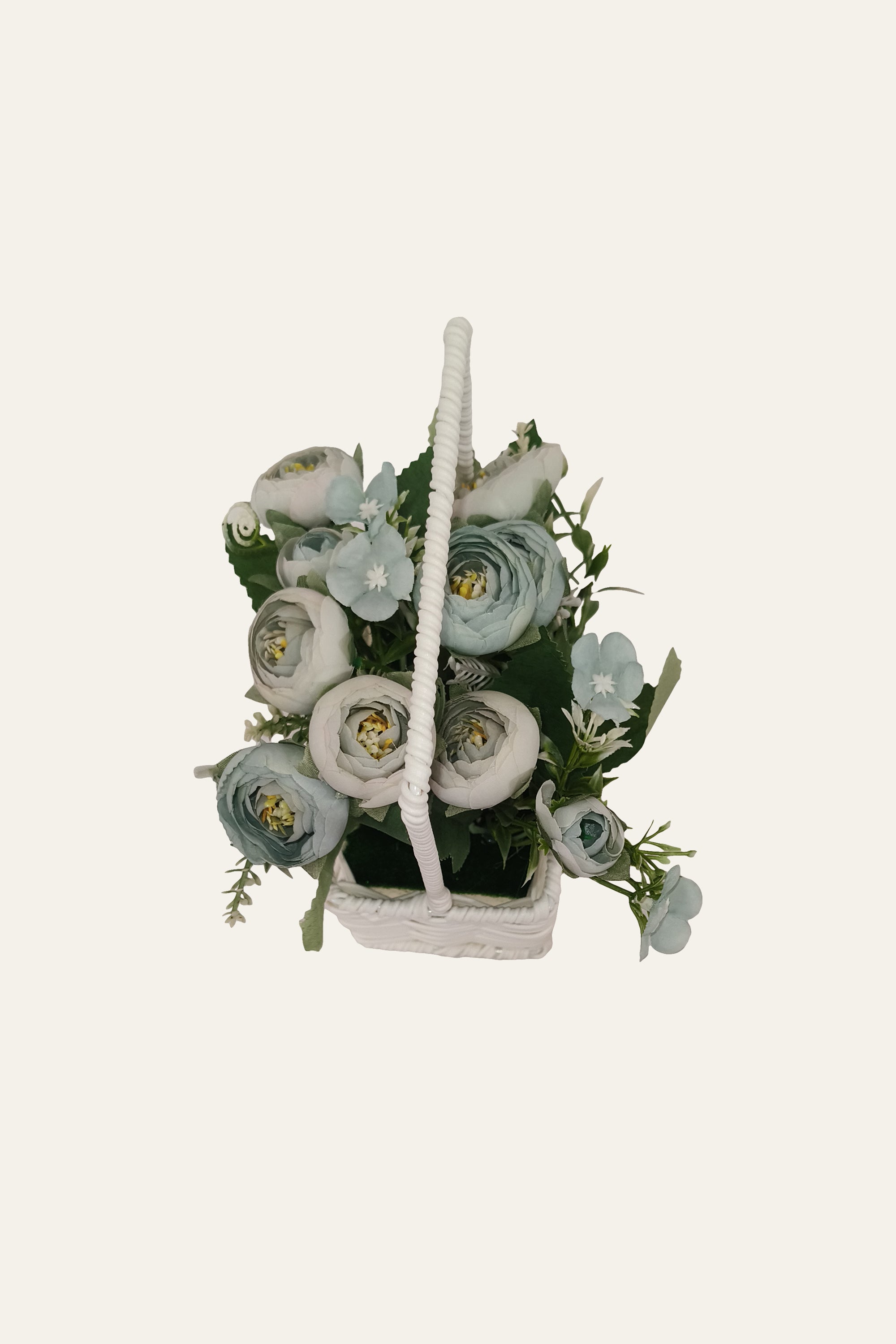 Pastel Blue Rose Mini Flower Basket