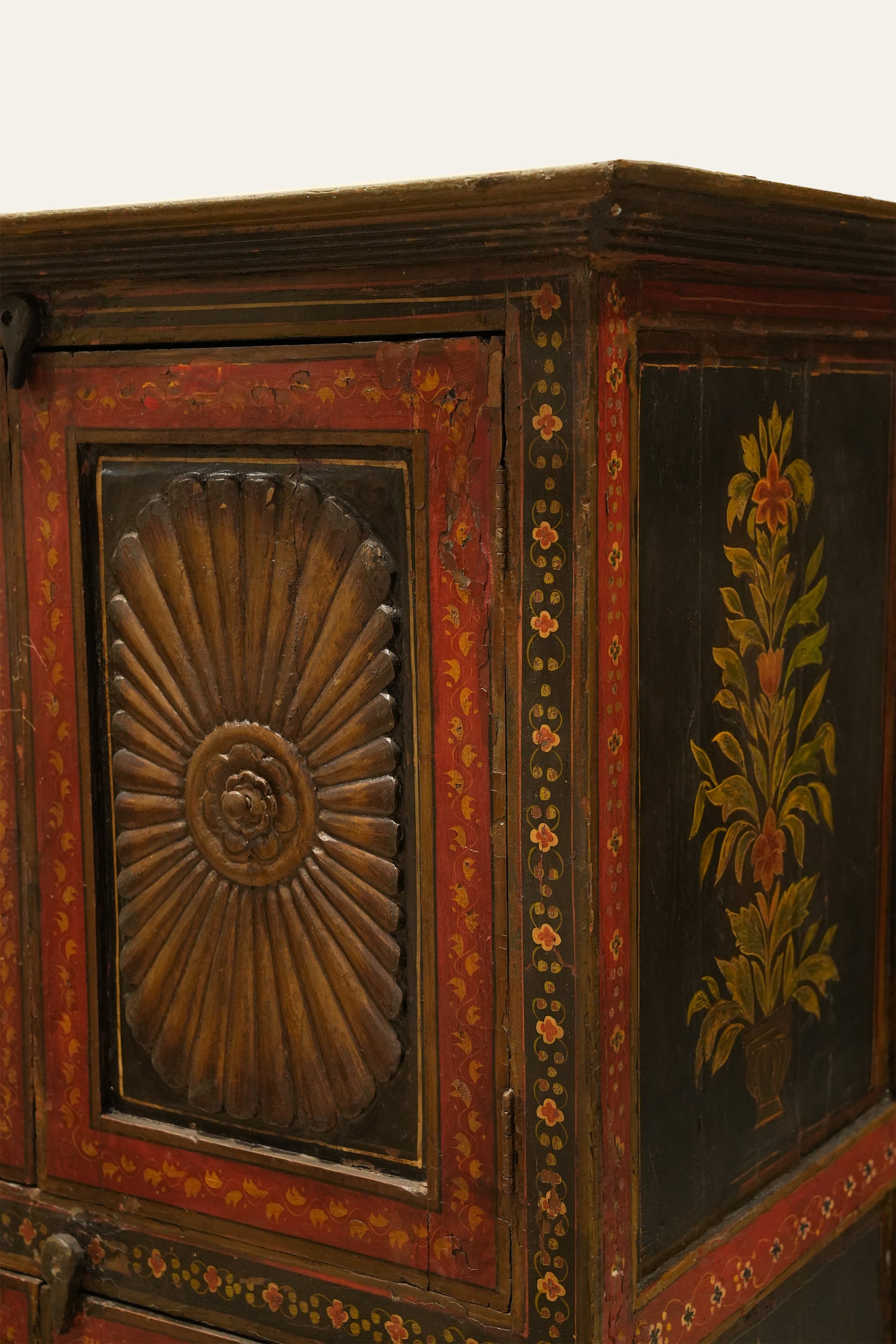 Traditional Indian Style Sunburst Panel Cabinet for Home