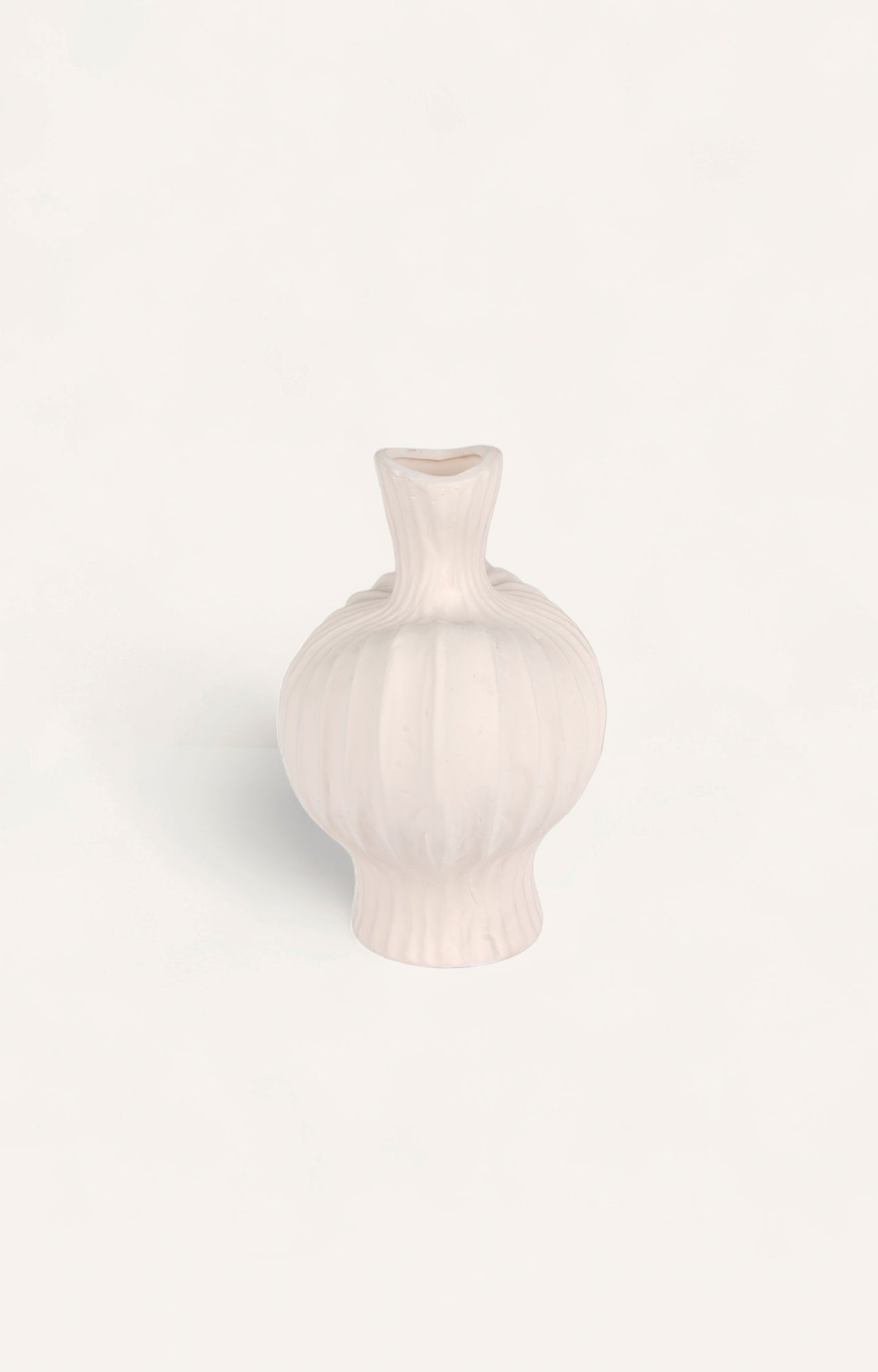 Off - White Ceramic Vase with Swirl Design