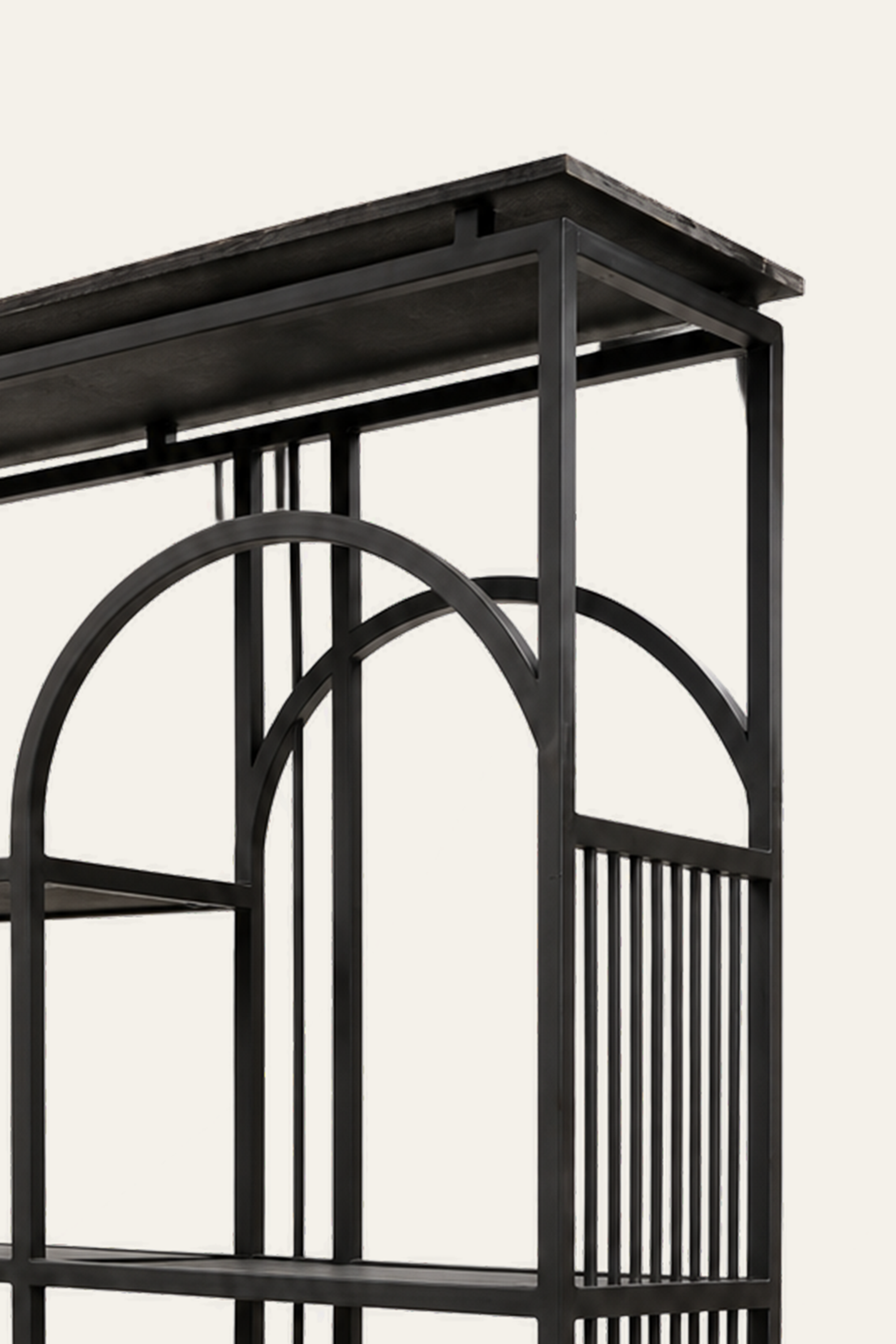 Black Modern Multi-tiered Metal Arch Shelf
