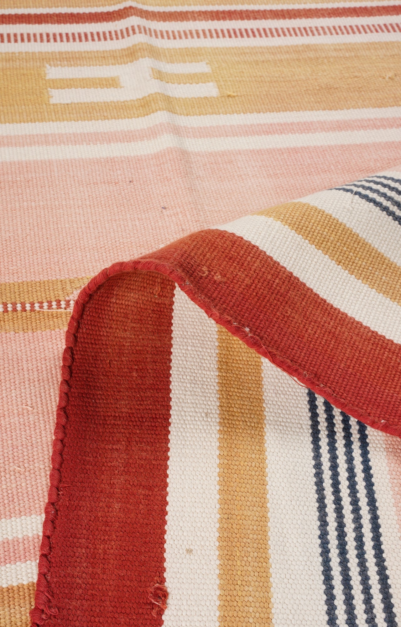 Handwoven Pastel Arrow Motif Striped Rug