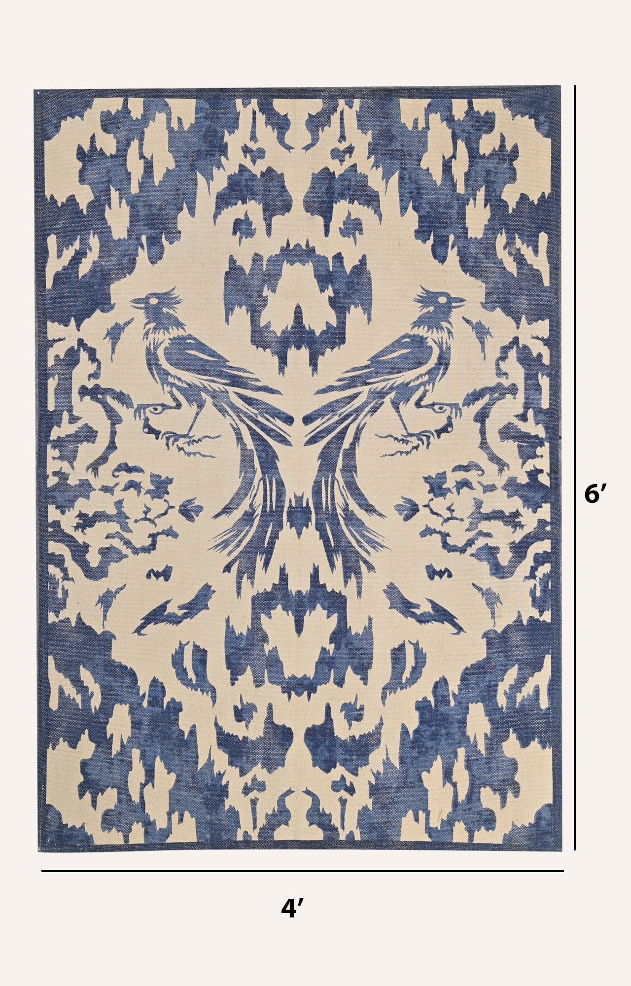 Soaring Crane Dhurrie Rug in Blue