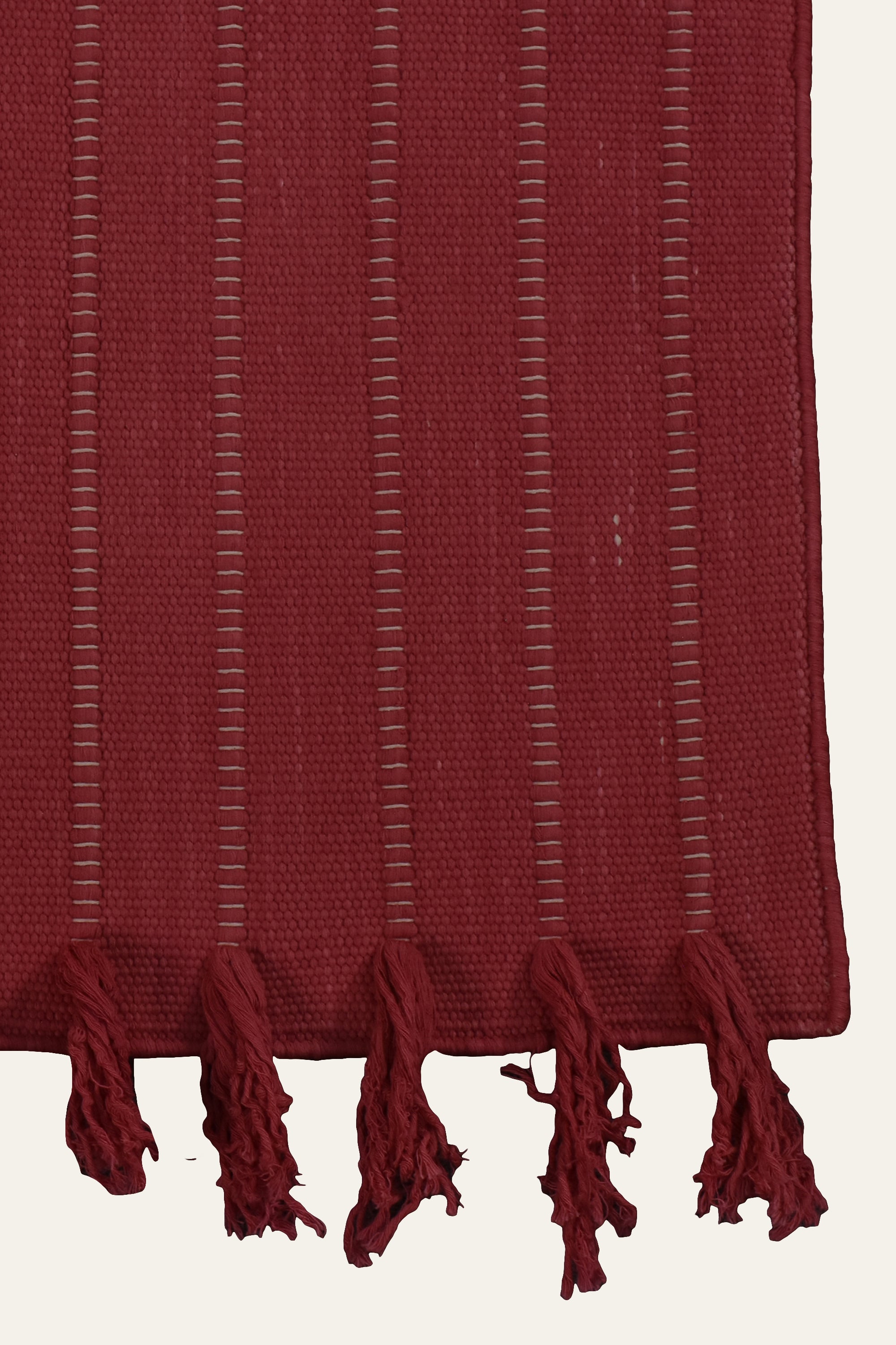Plain Red Washable Cotton Yoga Mat with Fringe
