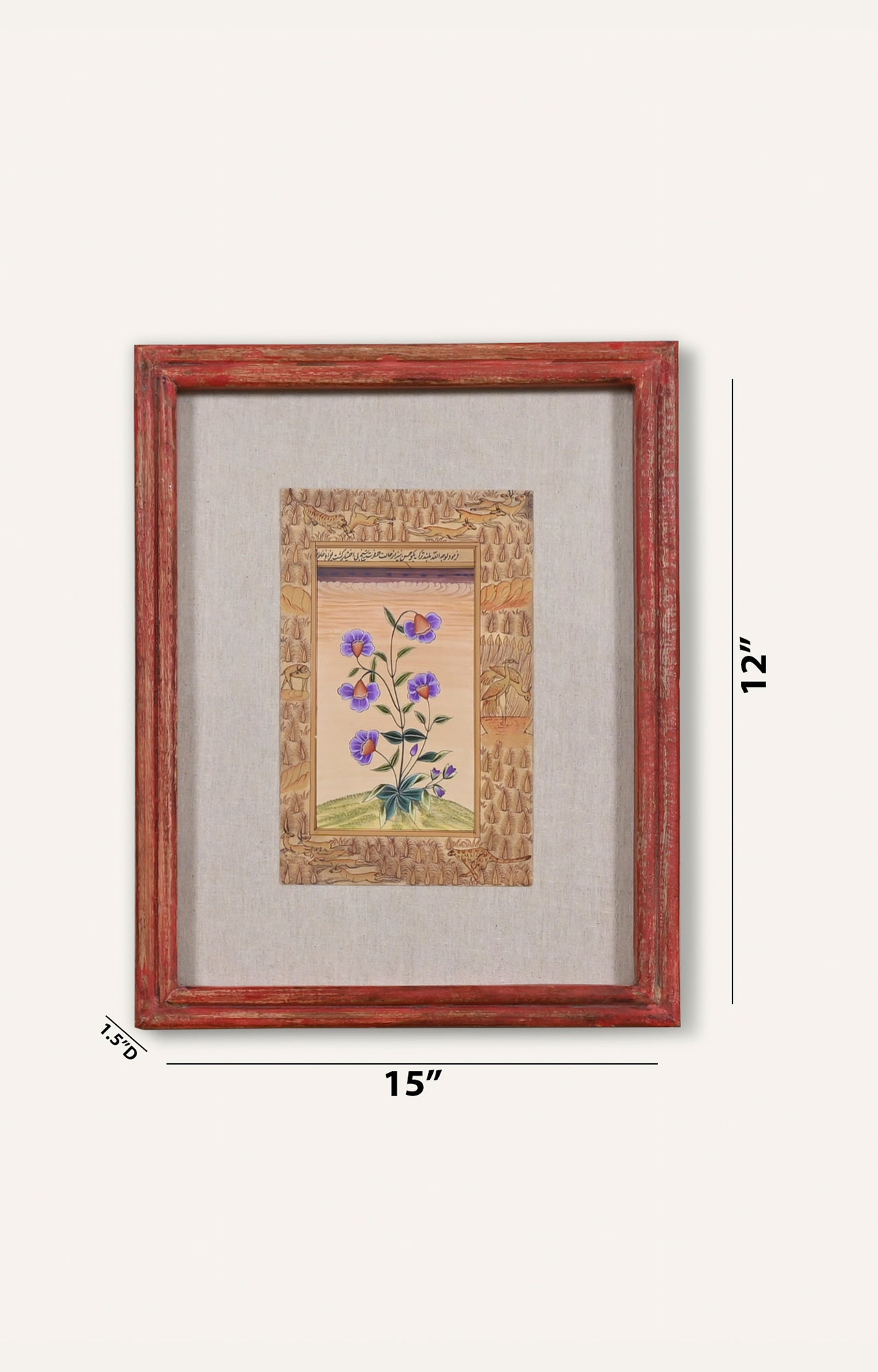 Mughal Botanical Miniature Indian Handmade Floral Watercolor Art Painting