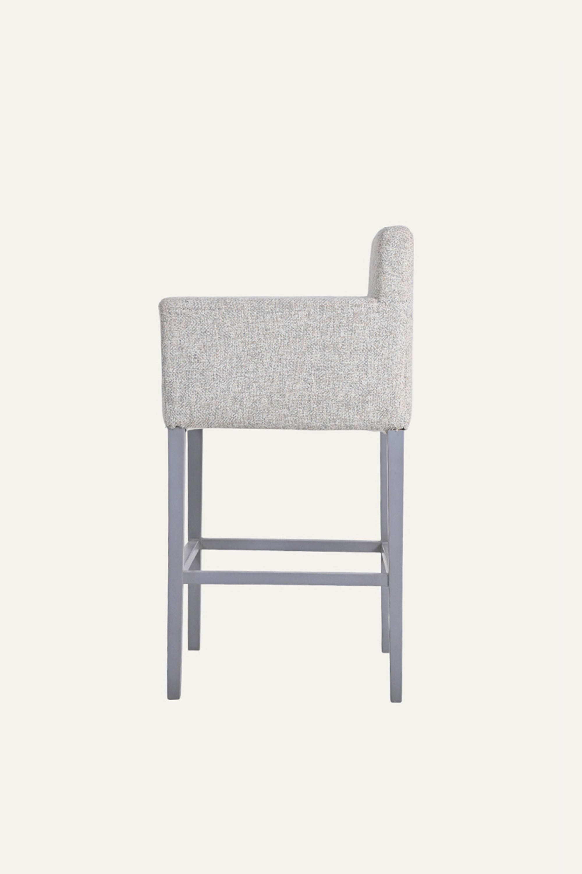 Grey Upholstered Wood Counter Chair for Kitchens