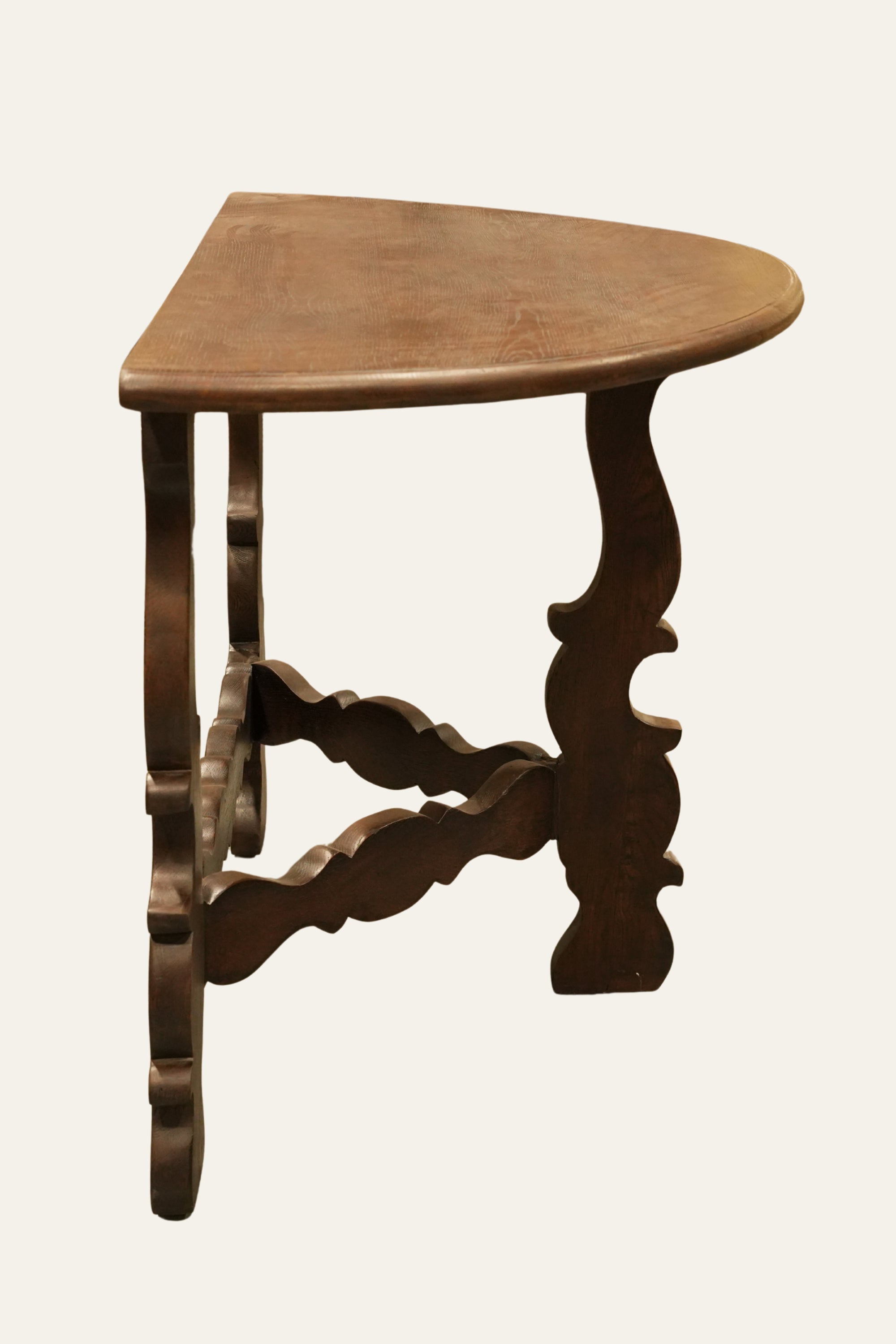 Louis IX Carved Wooden Half Round Console Table