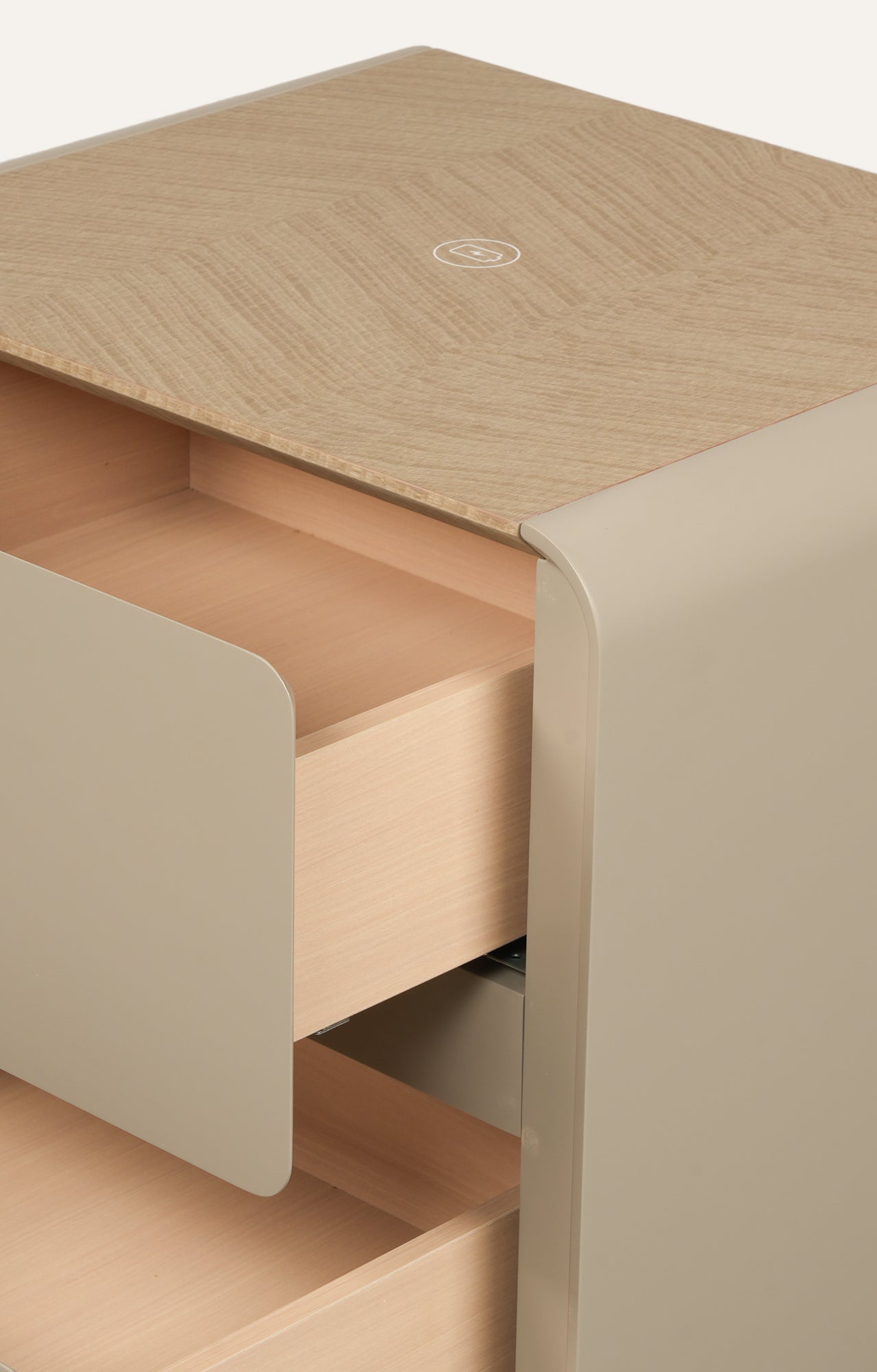 Modern Minimalist Taupe Nightstand