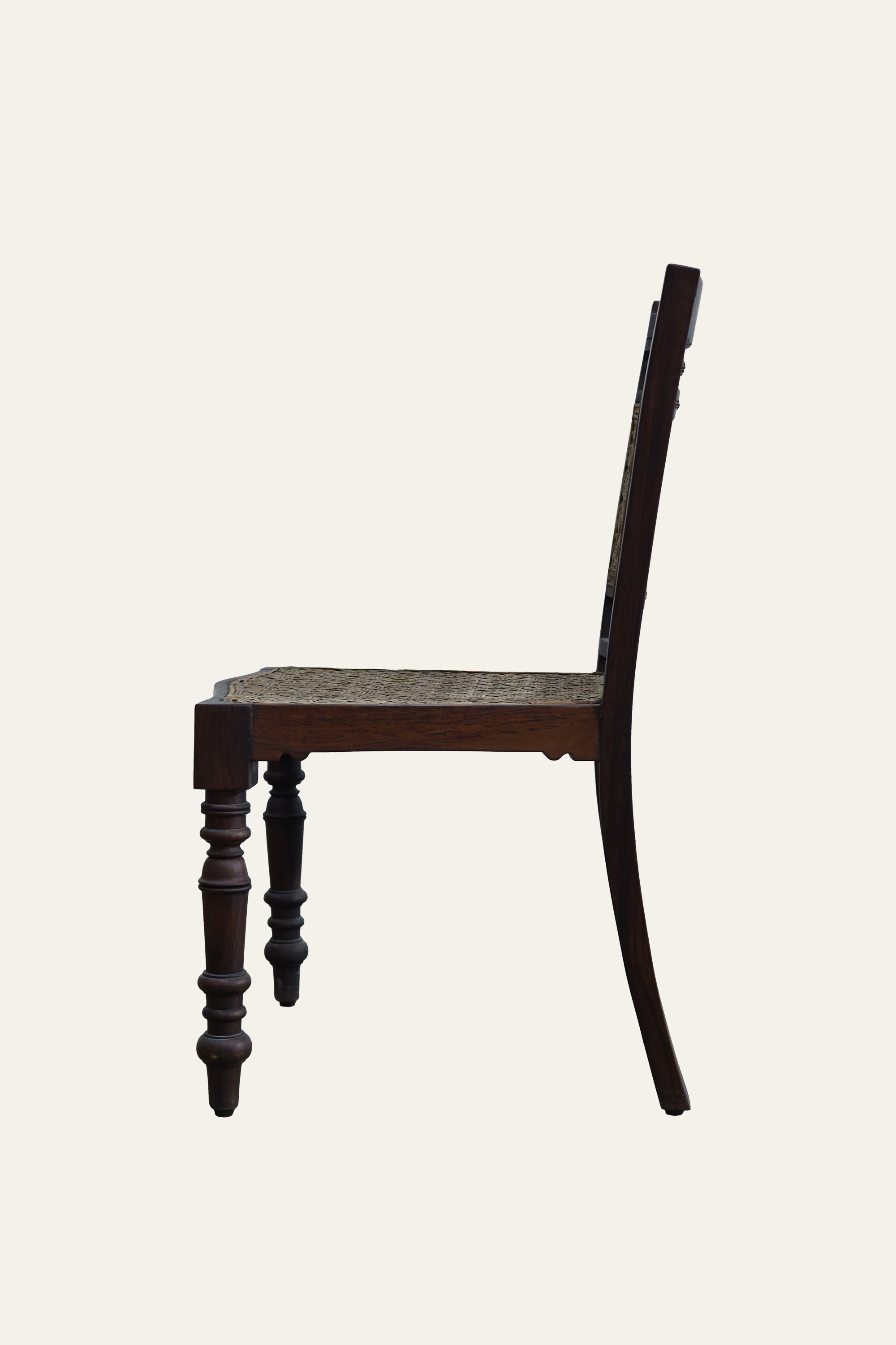 Natural Cane Back Accent Chair with Turned Wooden Legs