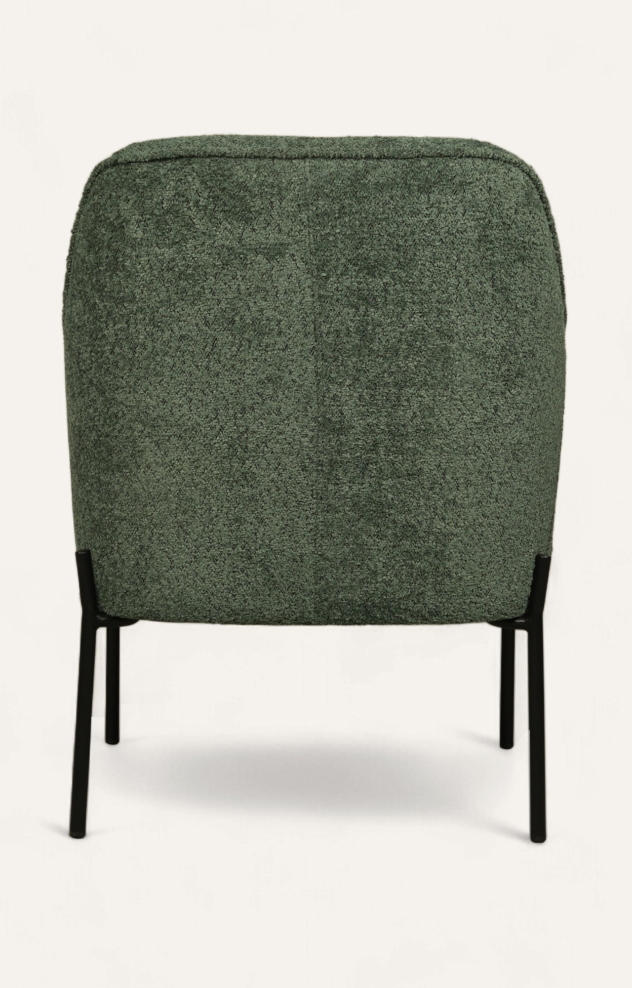 Modern Green Upholstered Armchair with Black Metal Legs