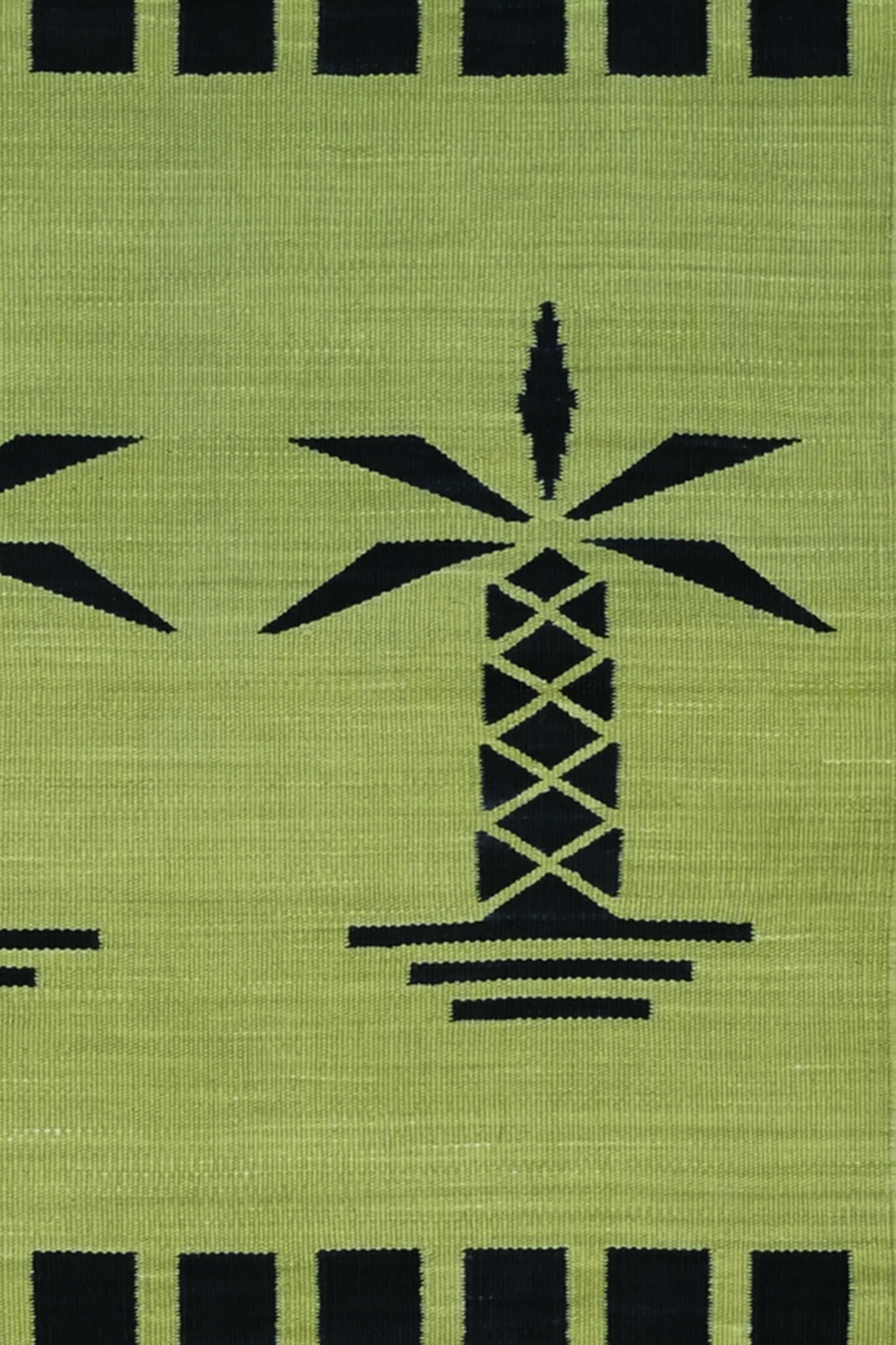 Palm Tree Motif Yellow Handwoven Cotton Yoga Mat