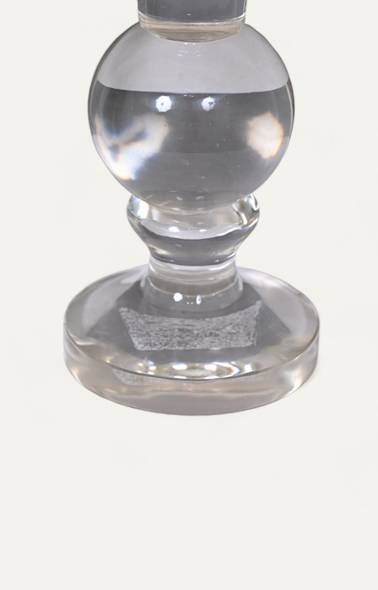 Crystal look glass Candle stand with sphere detailed in middle