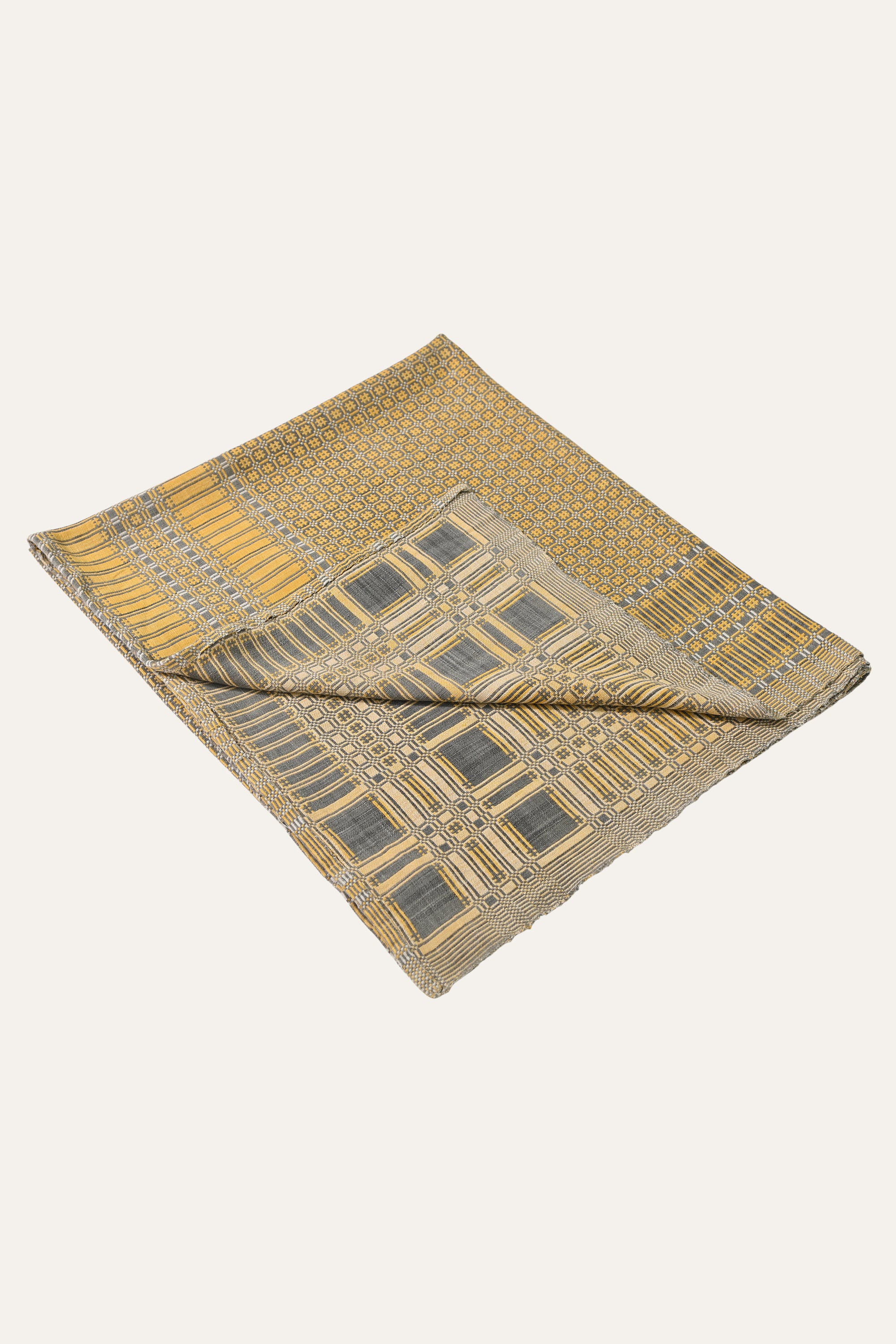 Light Yellow Reversible Khes Wall Hanging with Fringed Edge