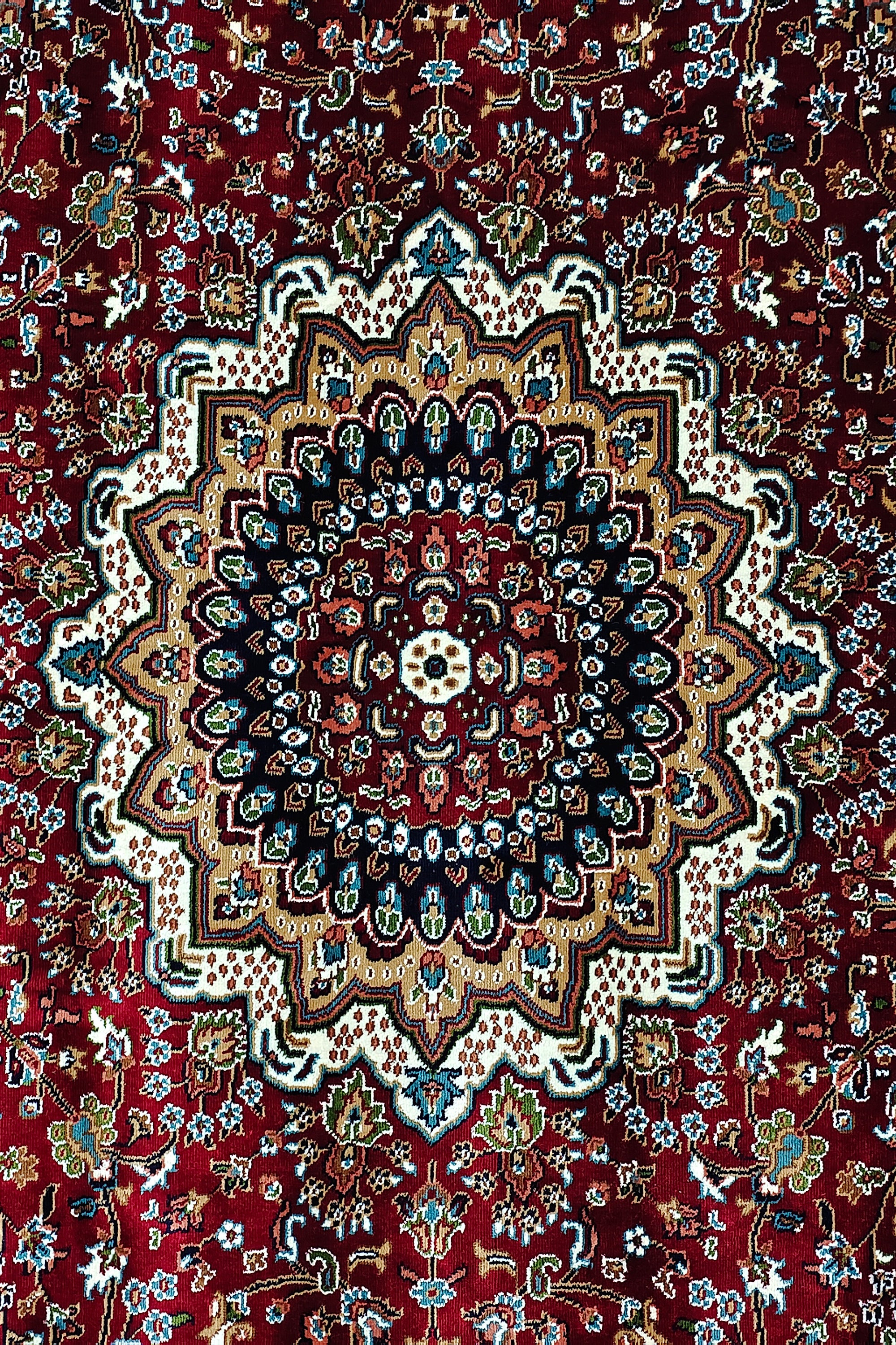 9 x 12 ft Crimson Oriental Medallion Tufted Carpet for Living Room