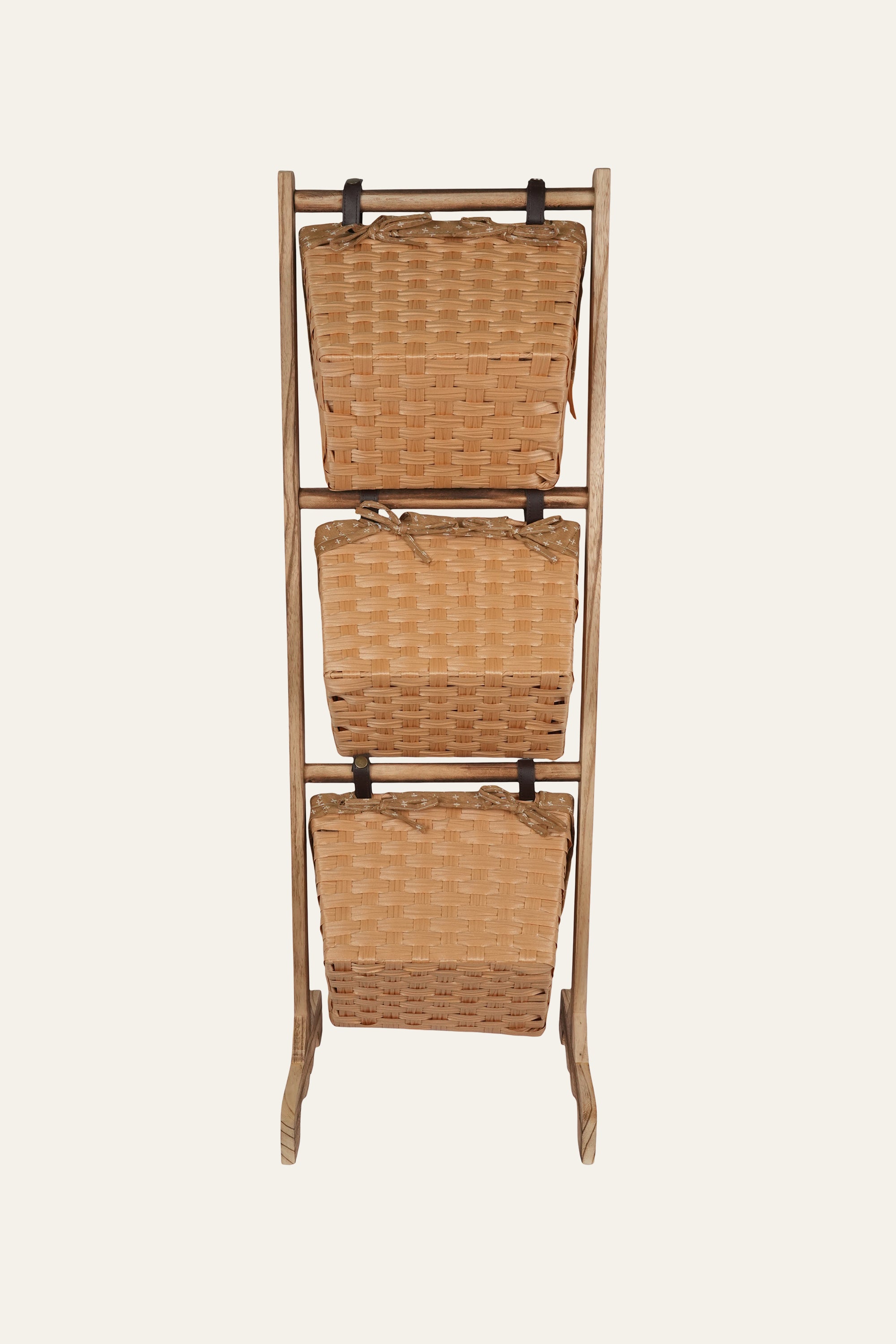 3-Tier Wooden Storage Basket Organiser for Homes