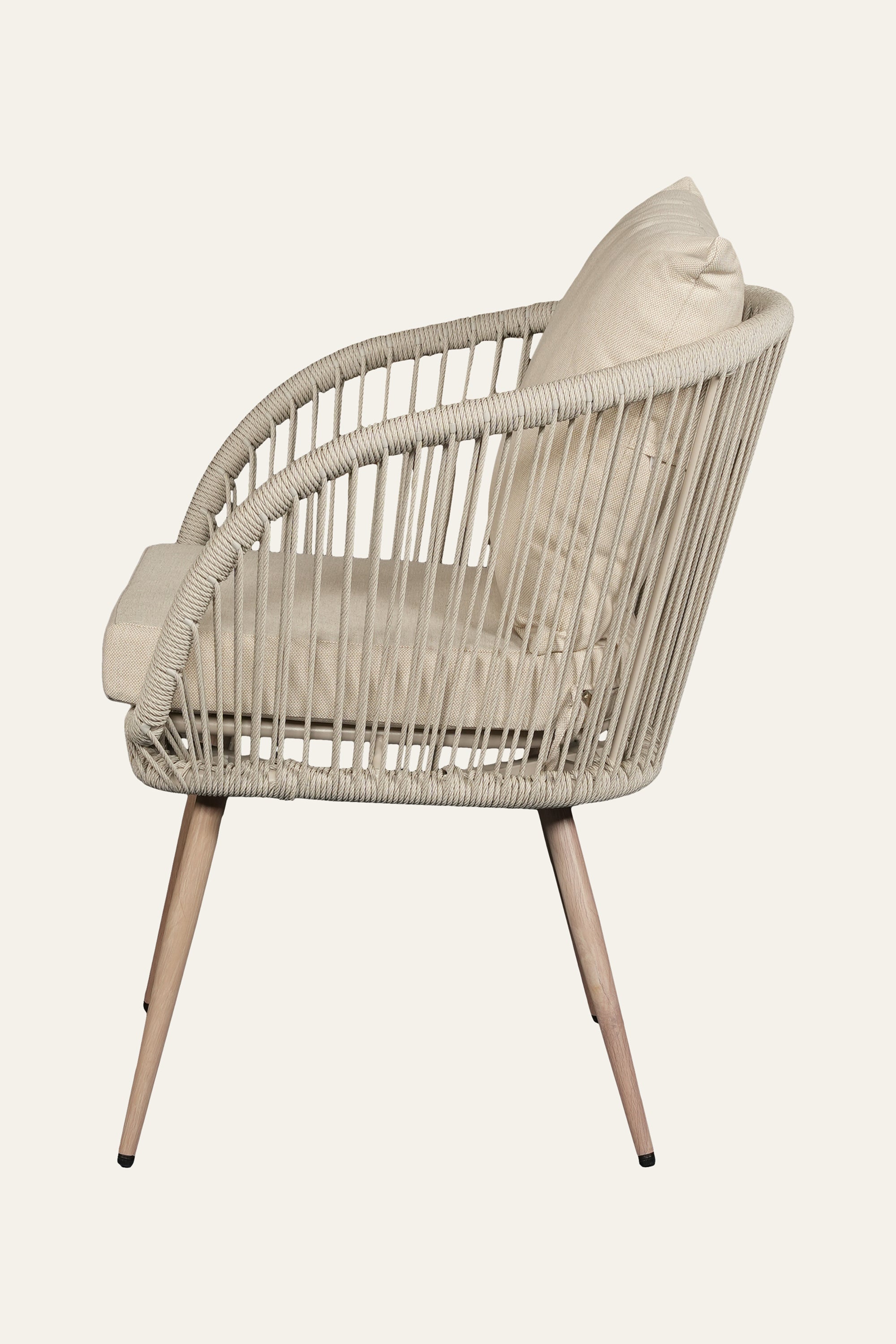 Nylon Ropes Backrest Outdoor Metal ArmChair for Patio