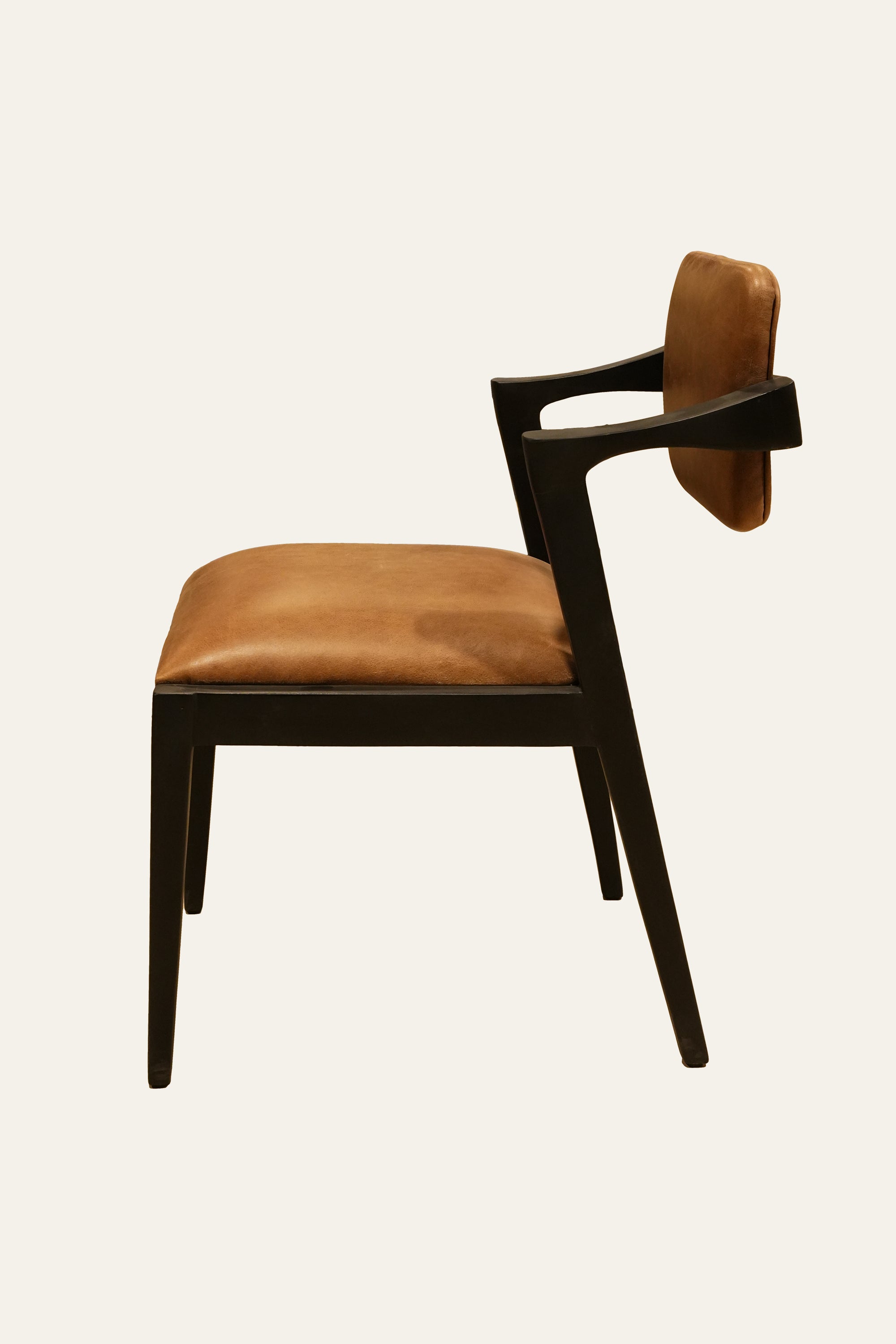 Tan PU Leatherette Upholstered Dining Chair with Black Frame