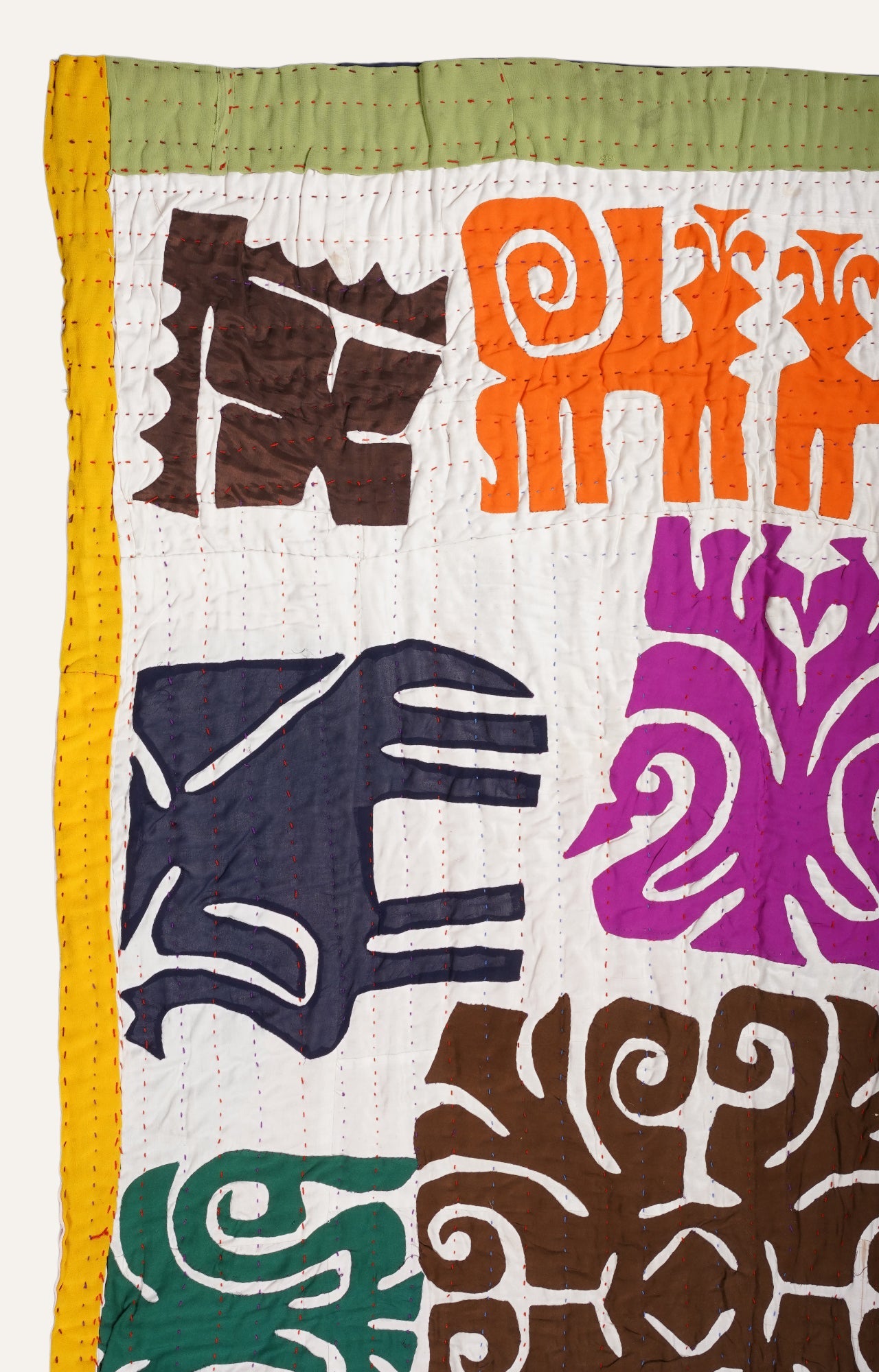 Folk Art Applique Wall Hanging Textile