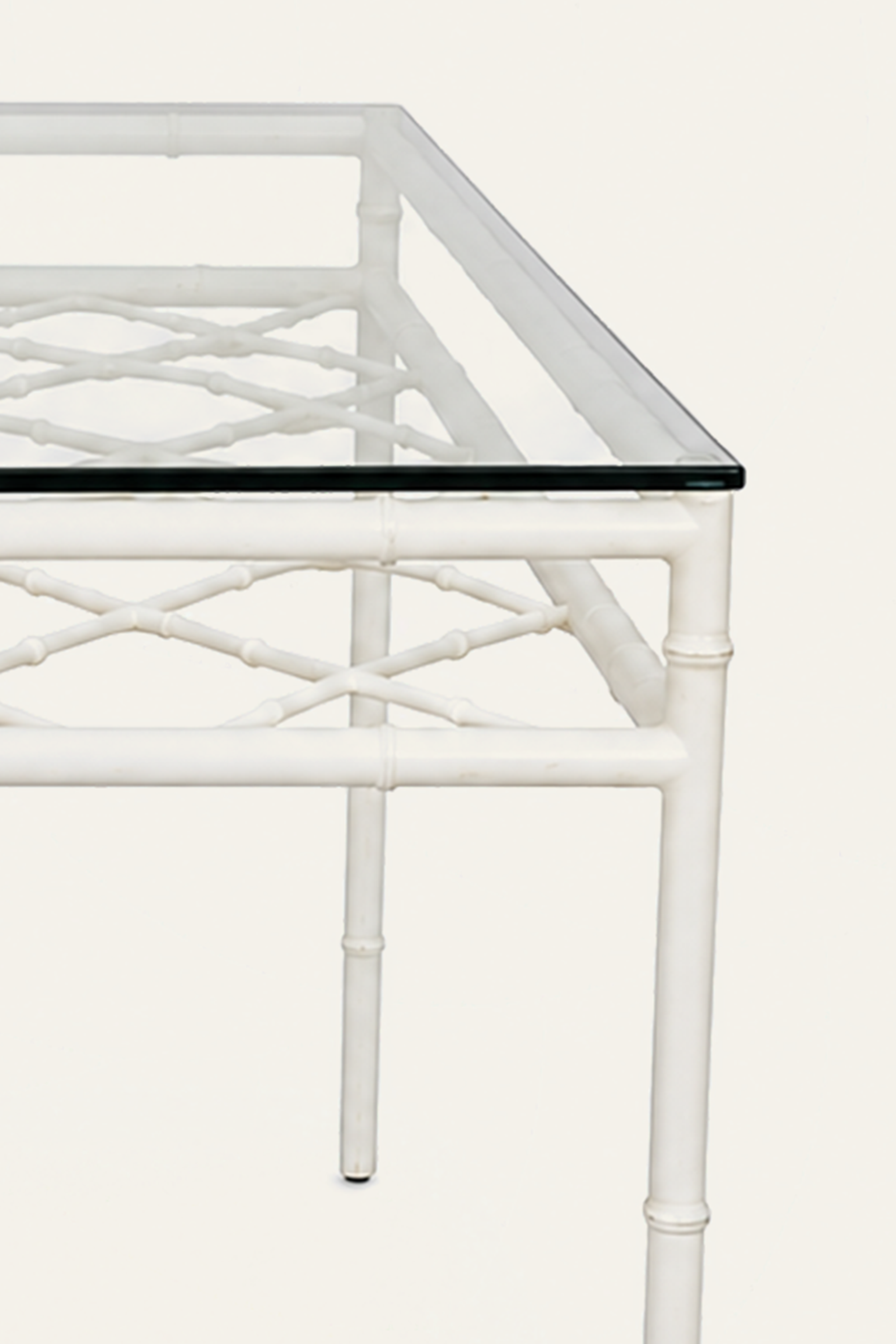 Bamboo Style Rectangular Glass Top Dining Table