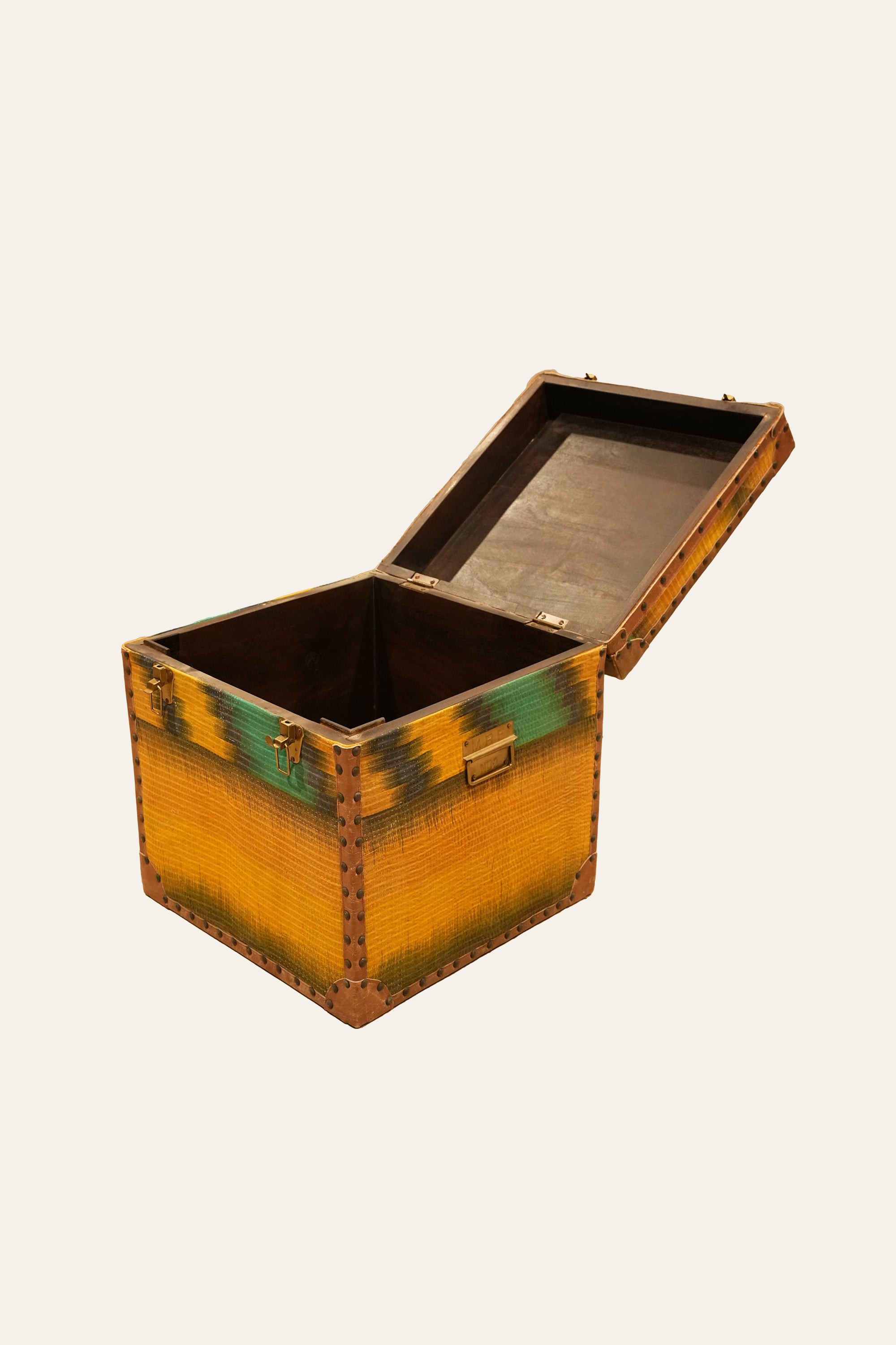 Mustard Ralli Textile Cube Trunk with Brass Studs