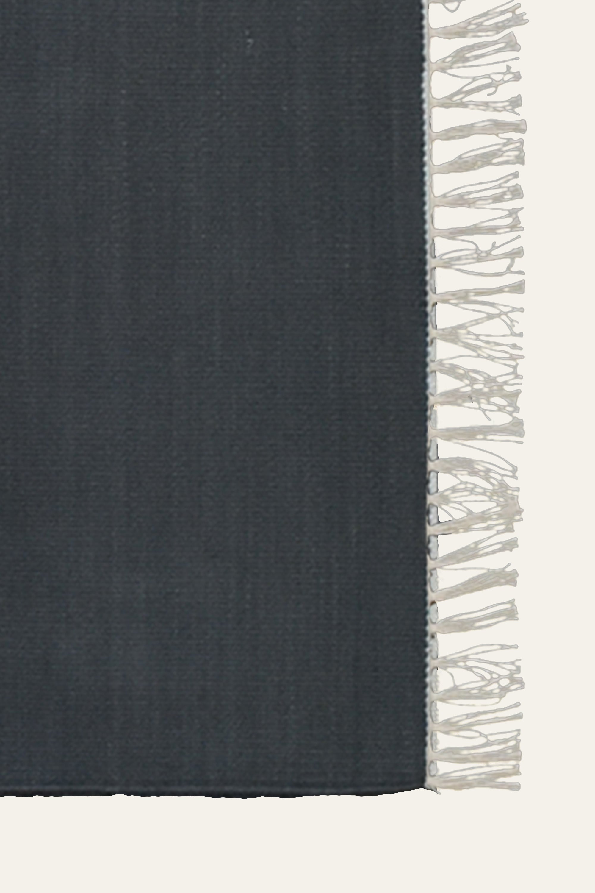 Charcoal Grey Washable Cotton Yoga Mat with White Fringe