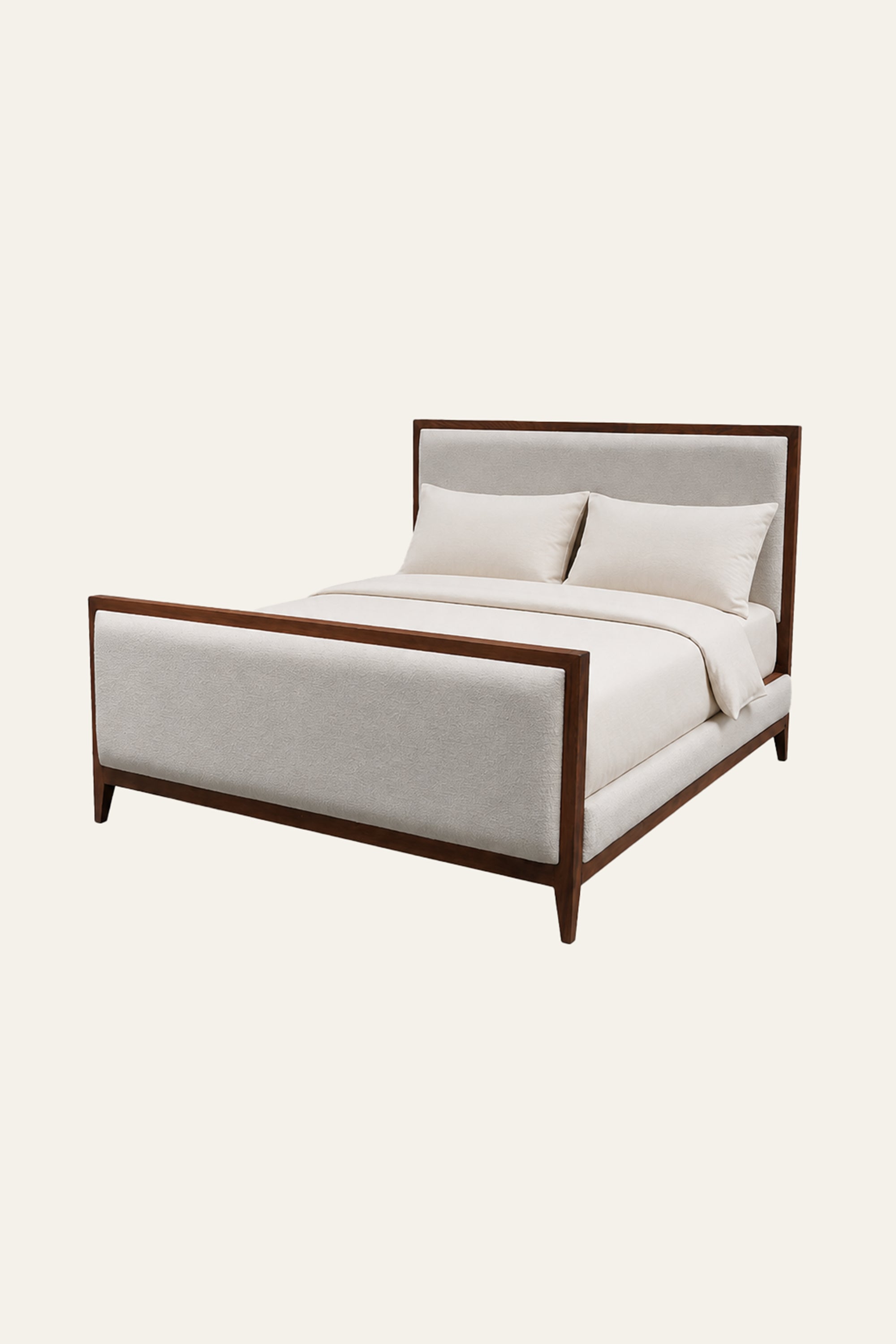 Minimal Upholstered Bed with Wood Frame