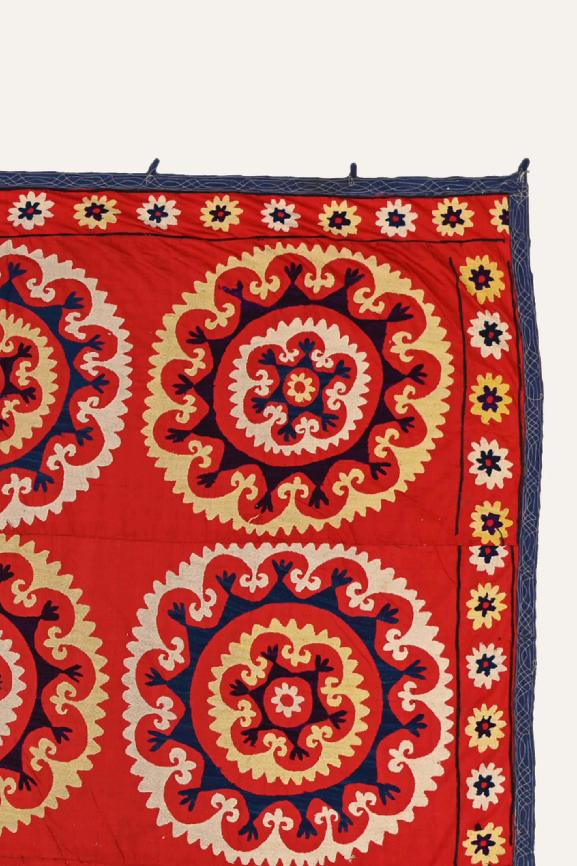 Rosette Red Suzani Antique Wall Tapestry