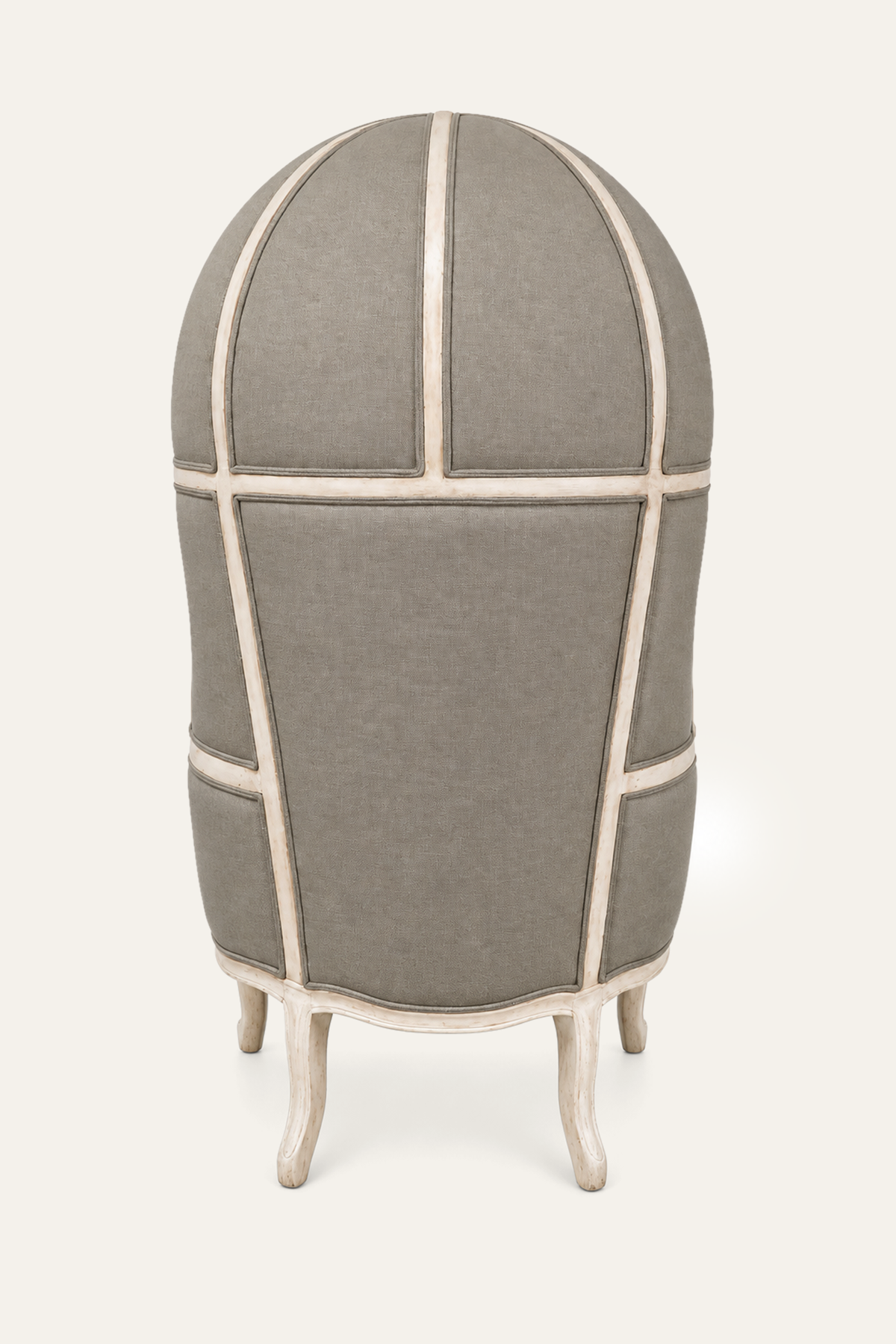 French Style Balloon-Back Upholstered Porter Chair in Muted Gray Fabric
