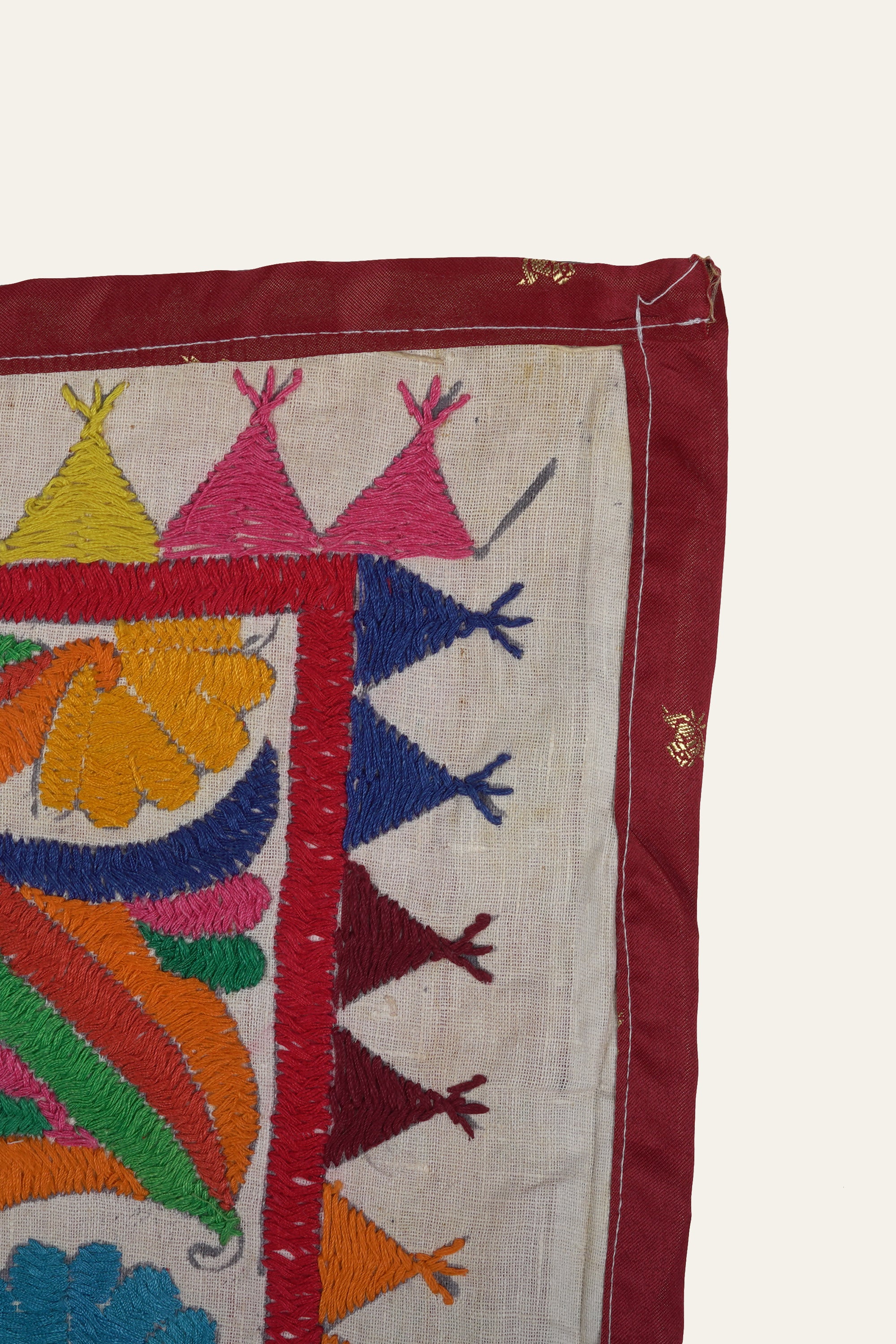 Floral Medallion Vintage Gujarati Wall Tapestry