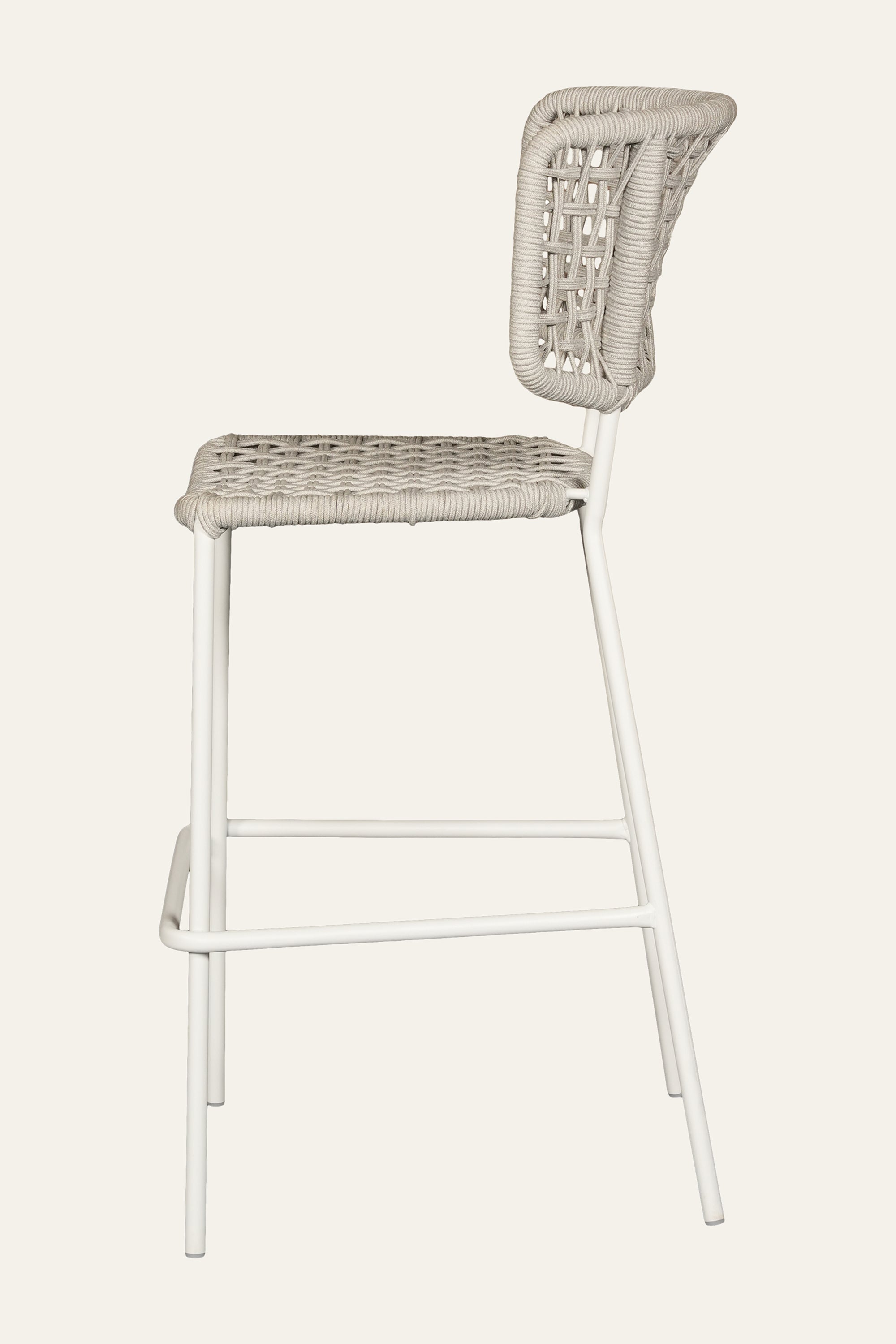 White Metal with Nylon Ropes  Outdoor Bar Chair