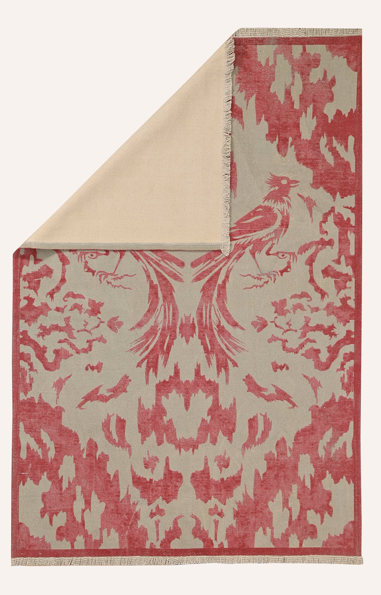 Soaring Crane Dhurrie Rug in Red