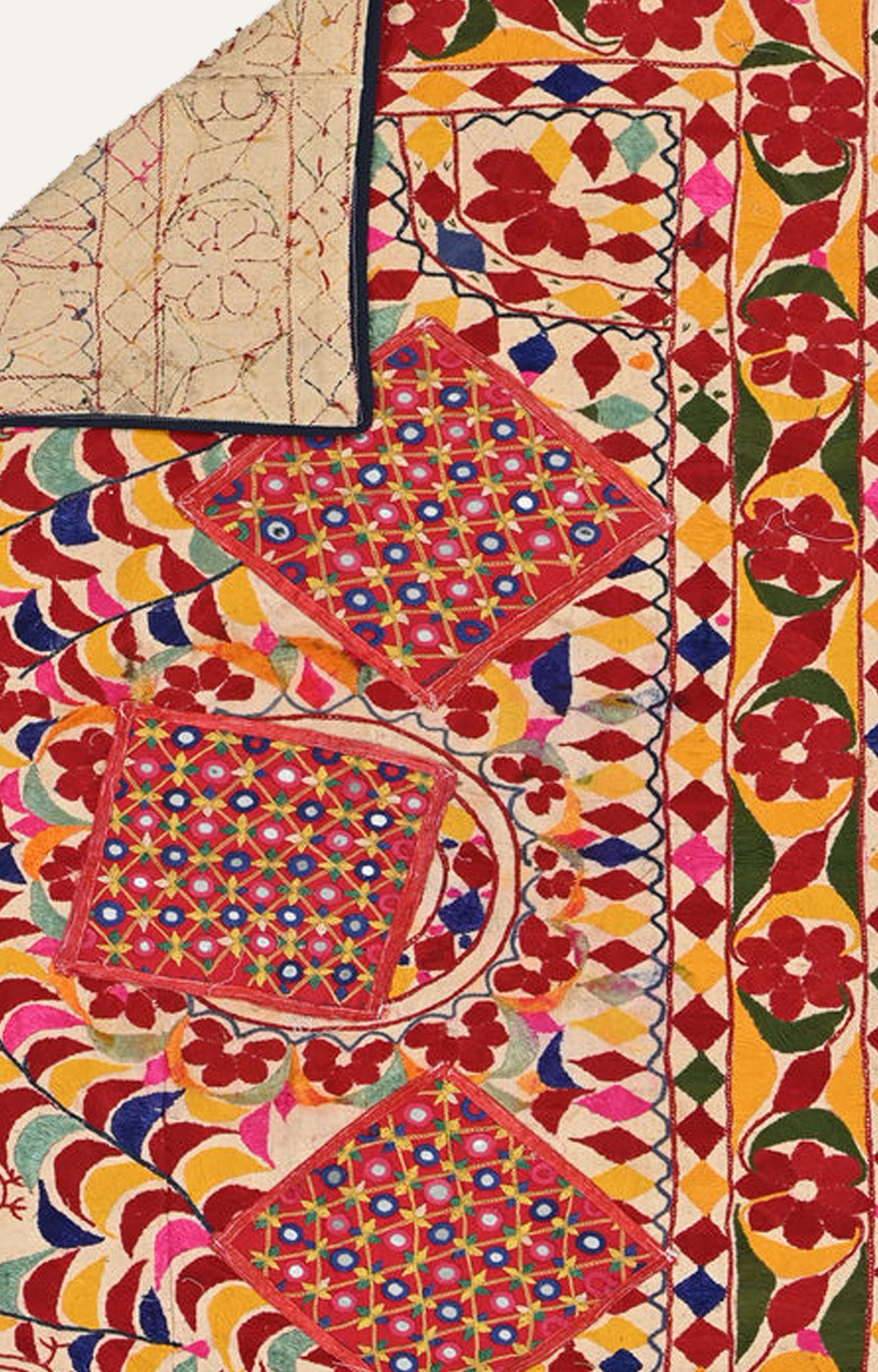 Kutch-inspired motifs on a beautiful cotton tapestry