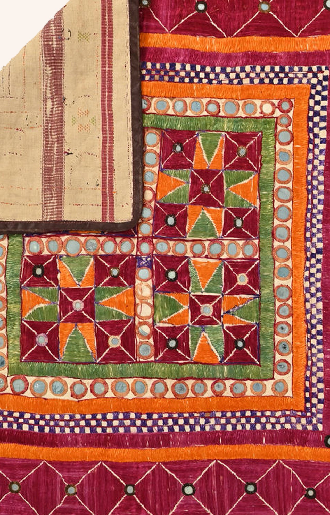 Kutch Mirrorwork Tapestry :  Indian Handmade Textile Cotton Wall hanging