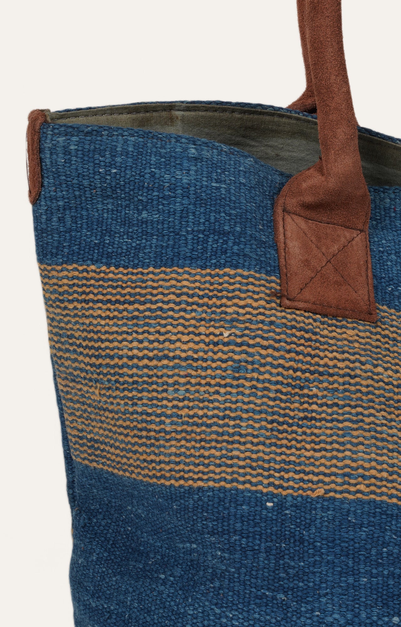 Blue Striped Cotton Tote Bag