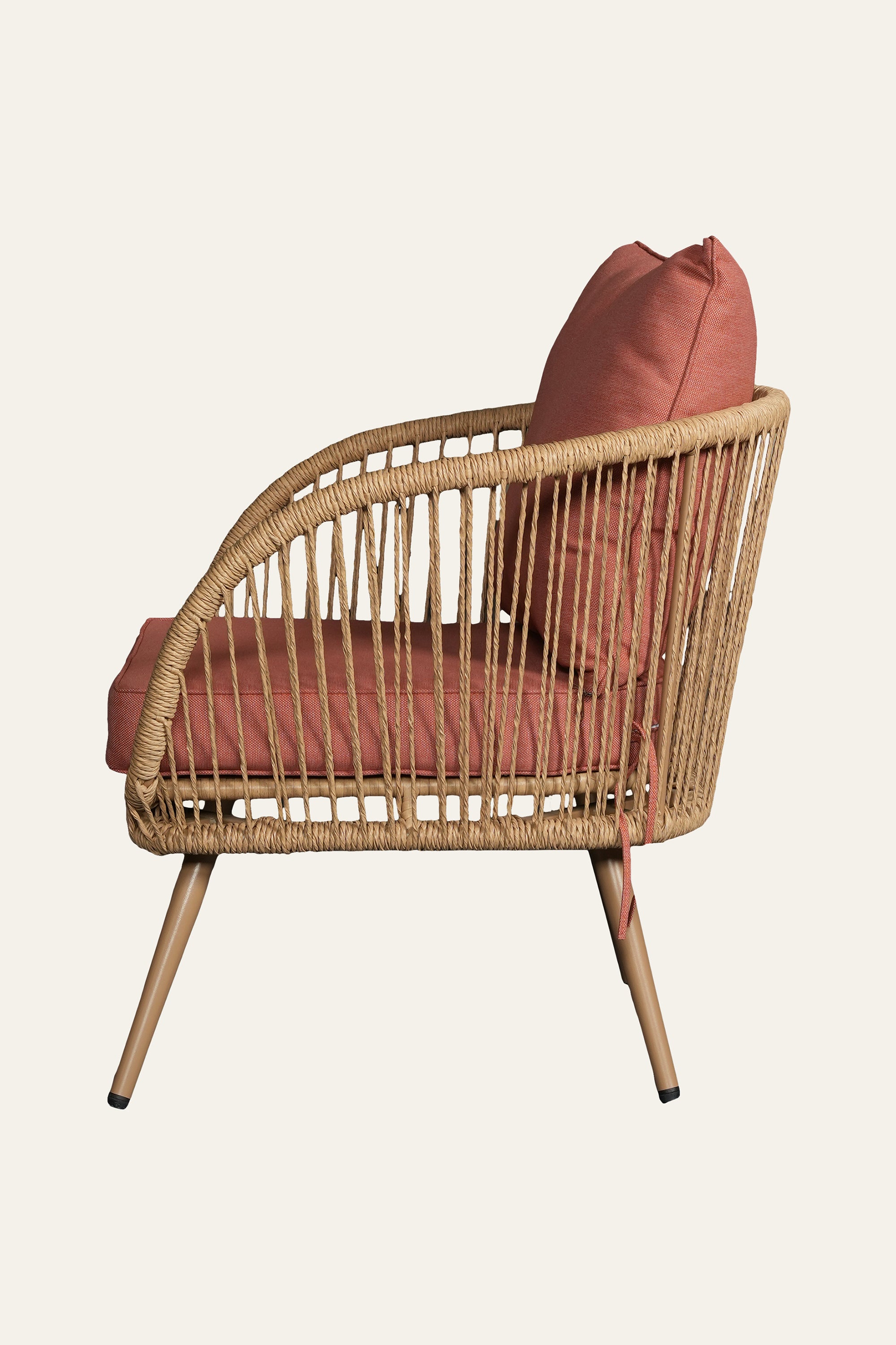 Terracotta Metal and Nylon Ropes Outdoor Armchair