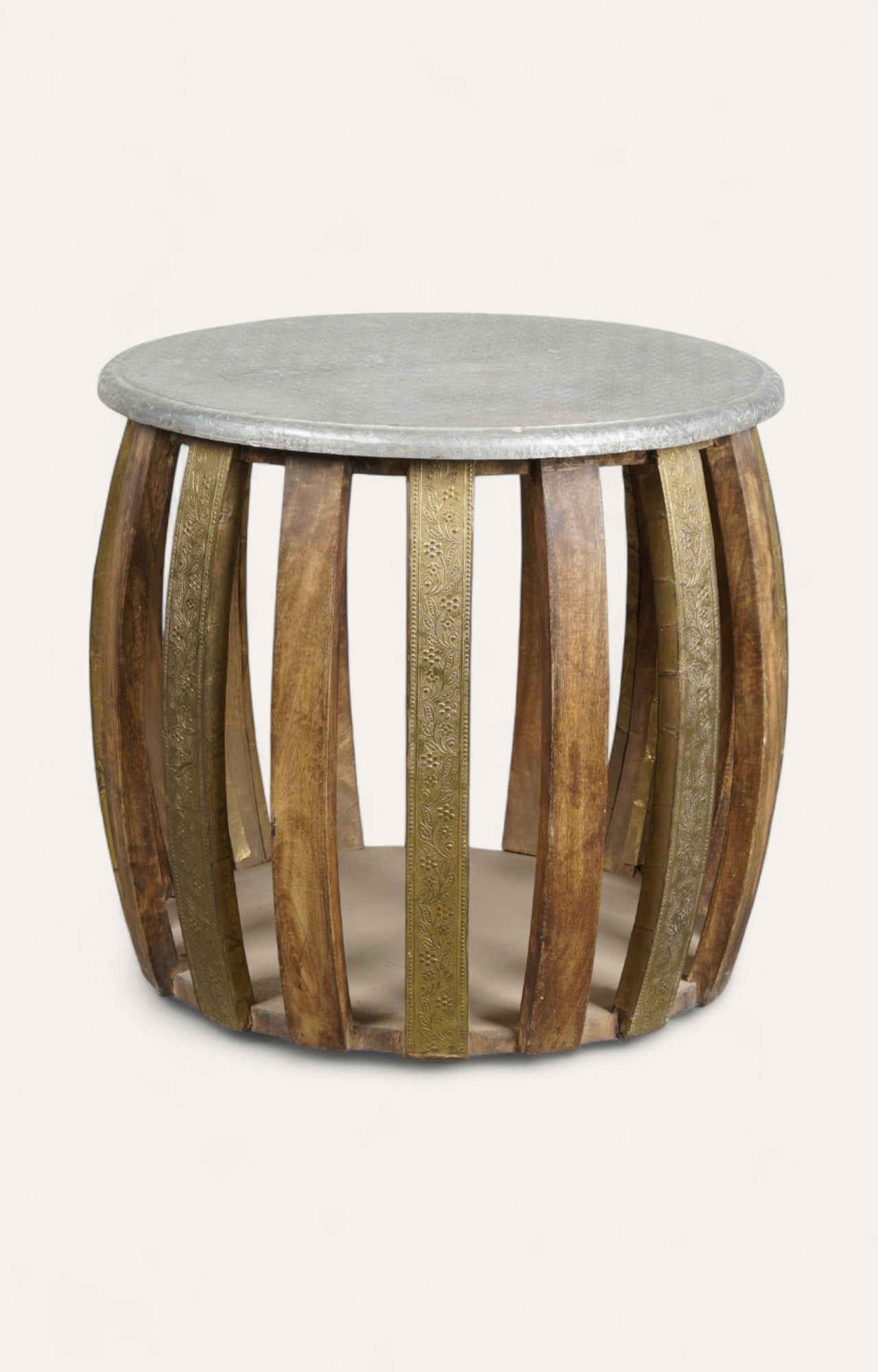 Round side table with wooden base