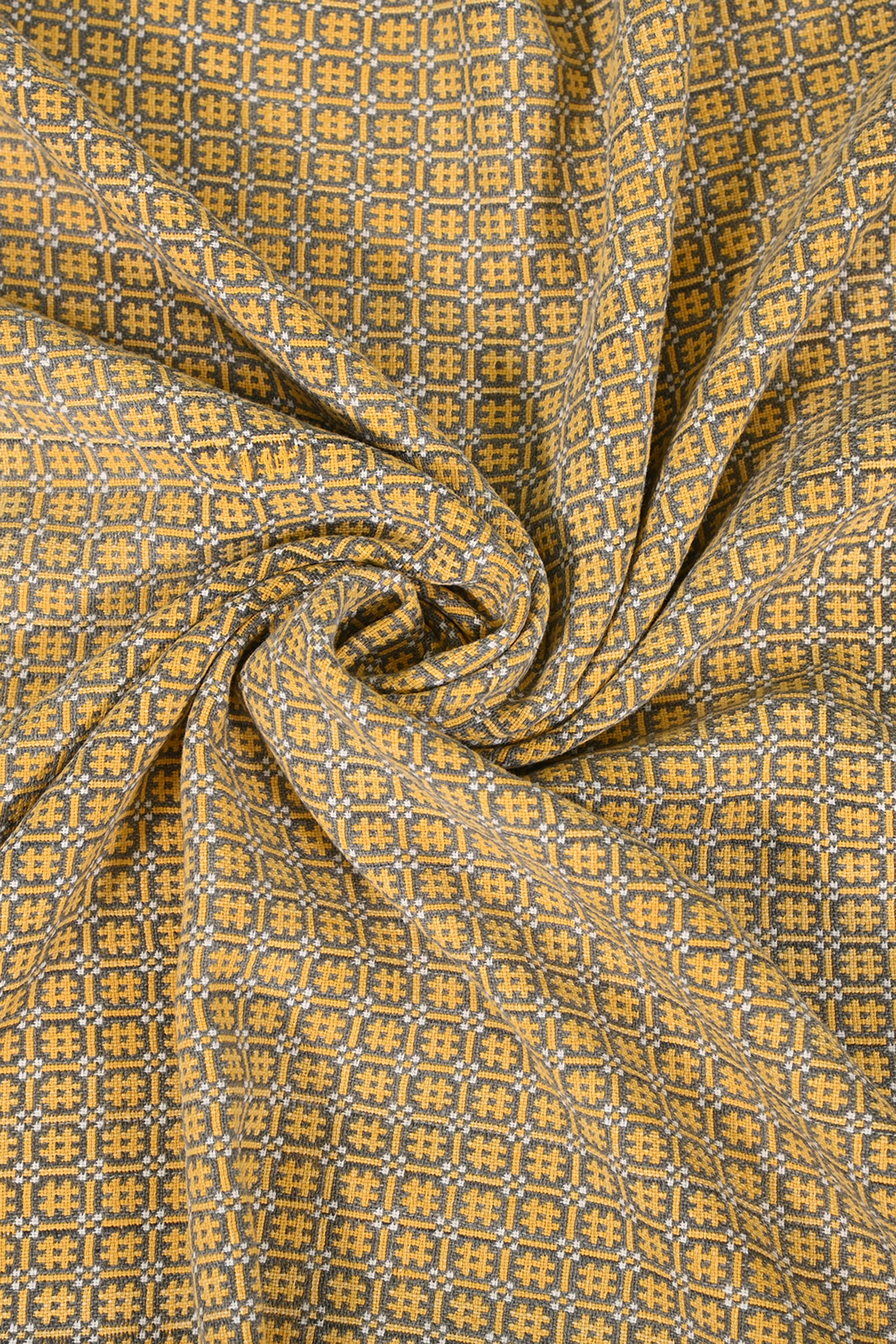 Light Yellow Reversible Khes Wall Hanging with Fringed Edge