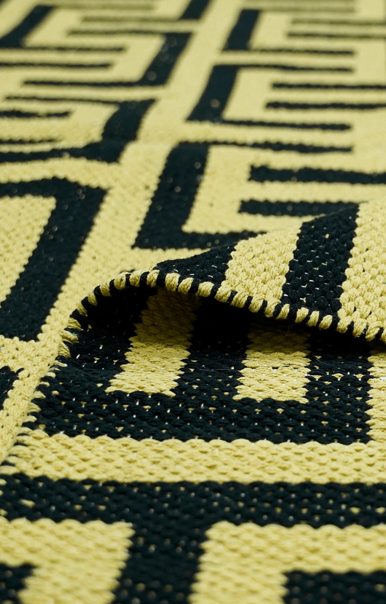 Mustard and Black Flatweave Rug