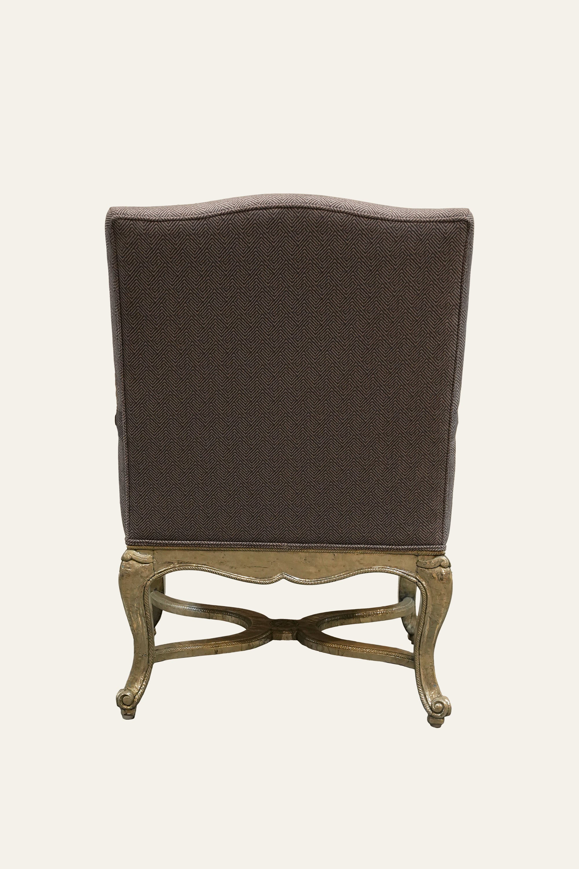 French Regence White Metal Upholstered Armchair