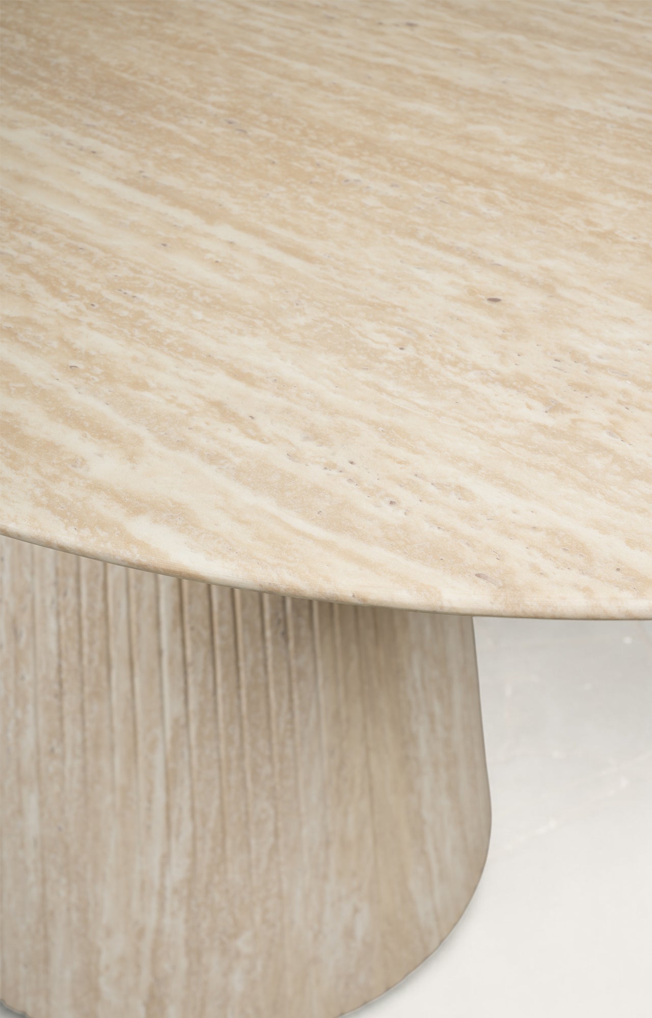 Fluted Pedestal Round Table in Natural Wood