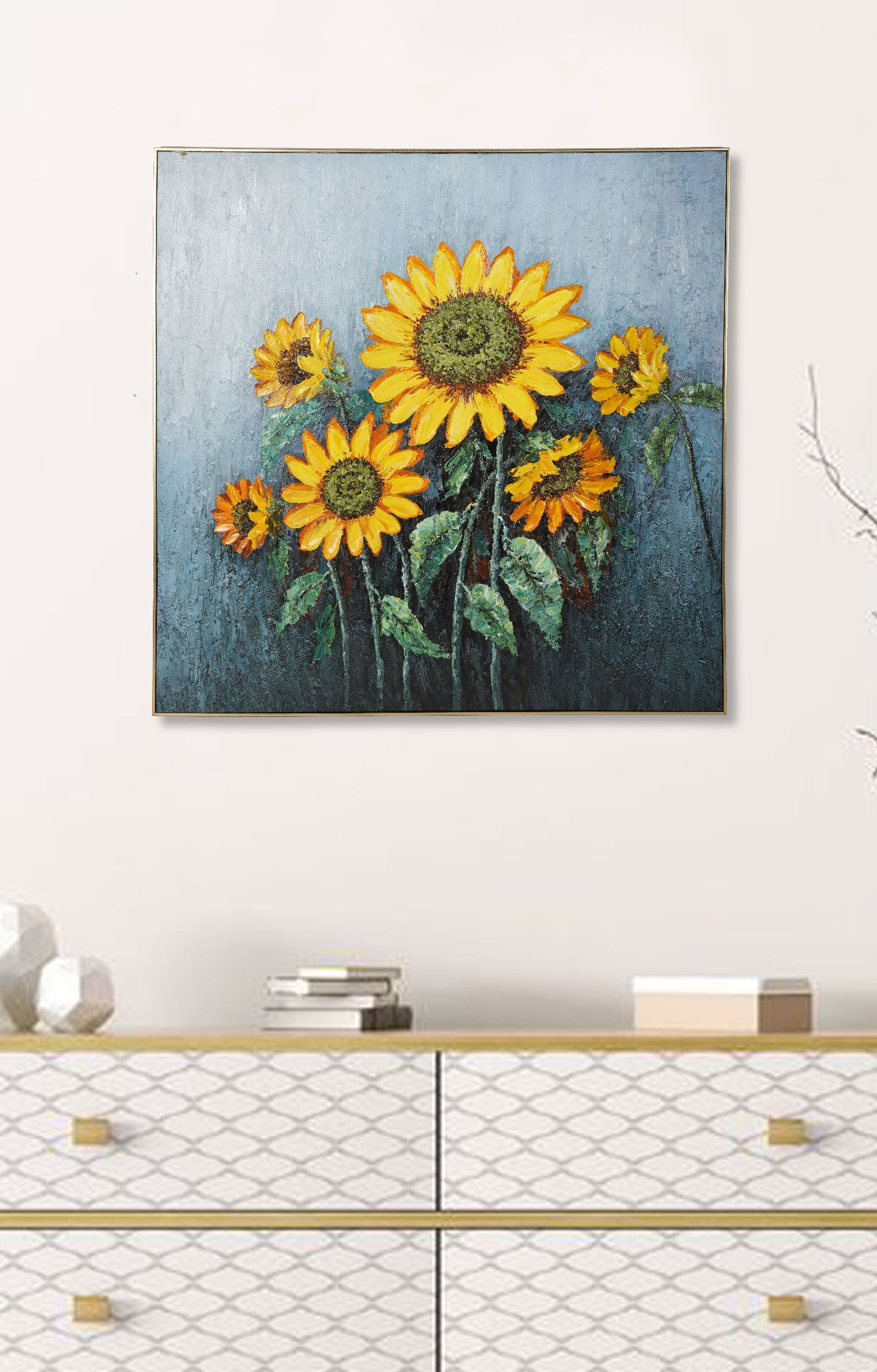 Sun Floral Oil Painting (Framed)