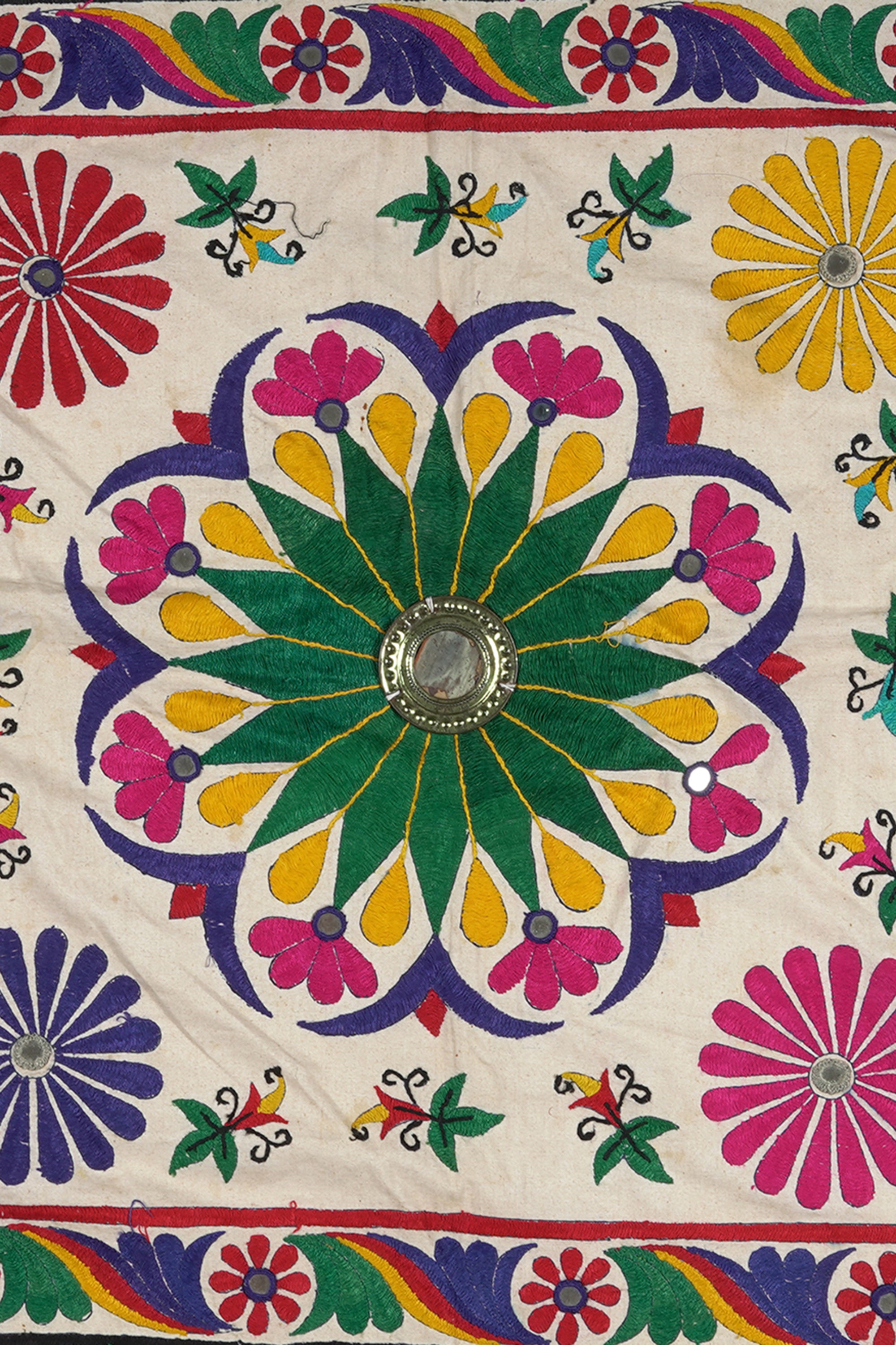 Kutch Embroidery Wall Hanging with Floral Motifs