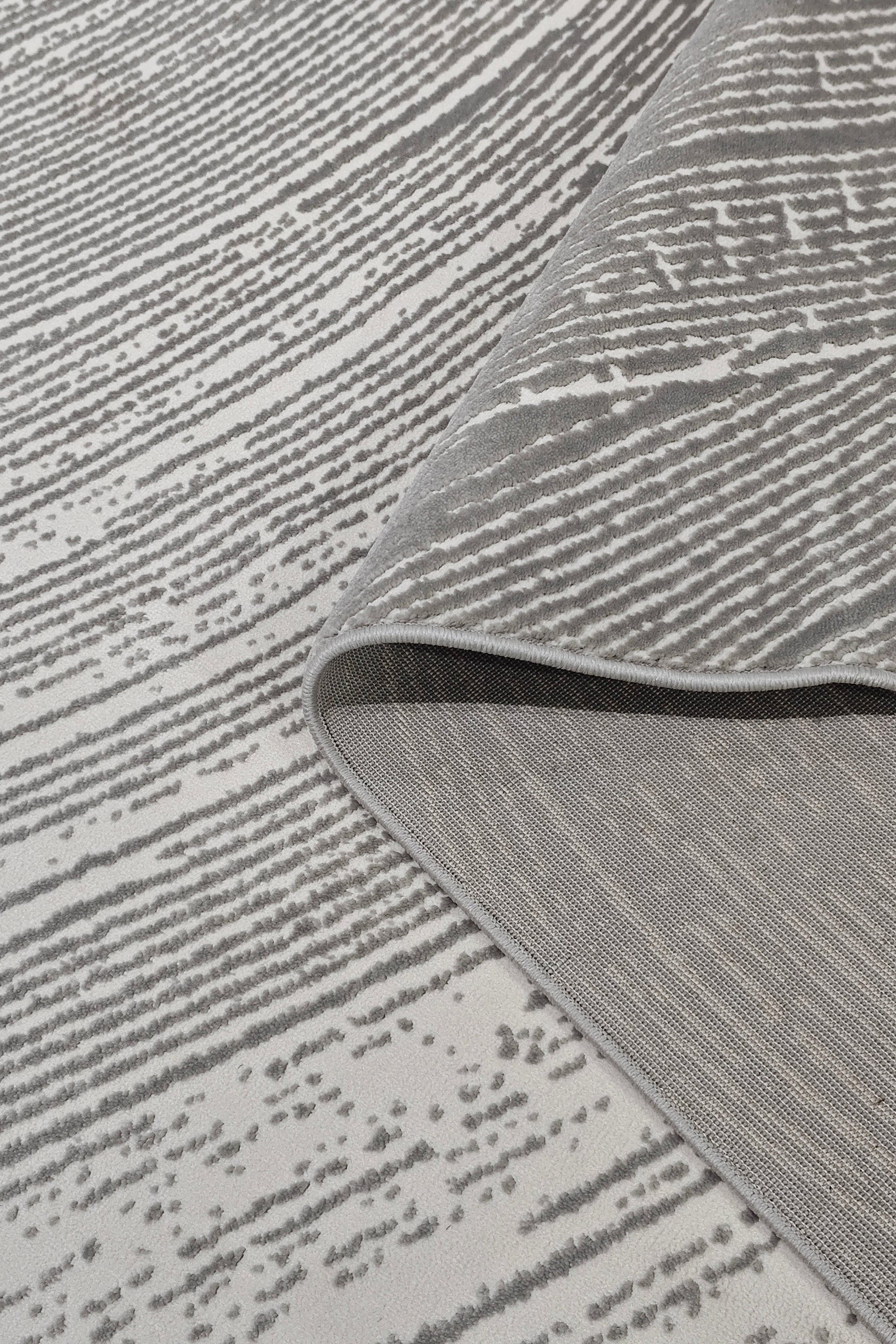 8 x 12 ft Grey Wave Pattern Tufted Area Rug – Modern Textured Carpet