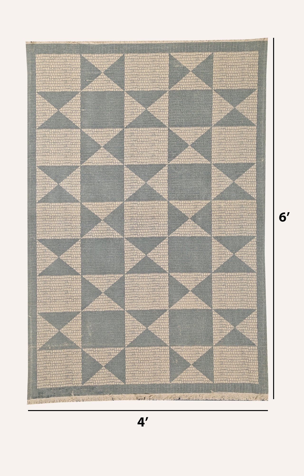 Handwoven Block Printed Argyle Geometric Area Rug