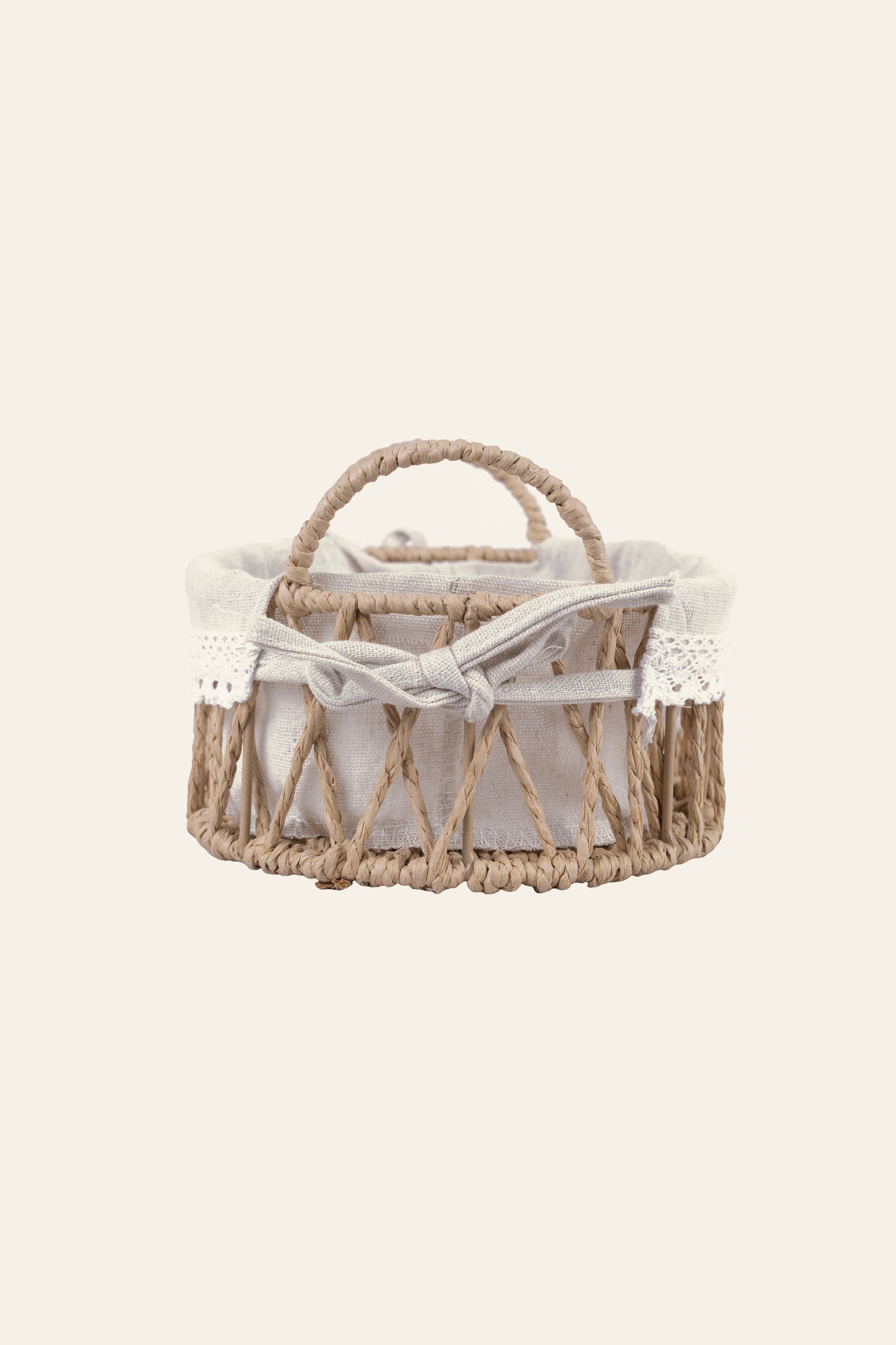 Oval Woven Storage Basket with Fabric Liner – Medium