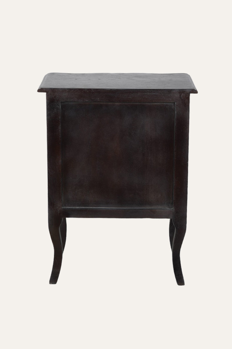 Espresso 3-Drawer Bow-Front Bedside Table with Cabriole Legs