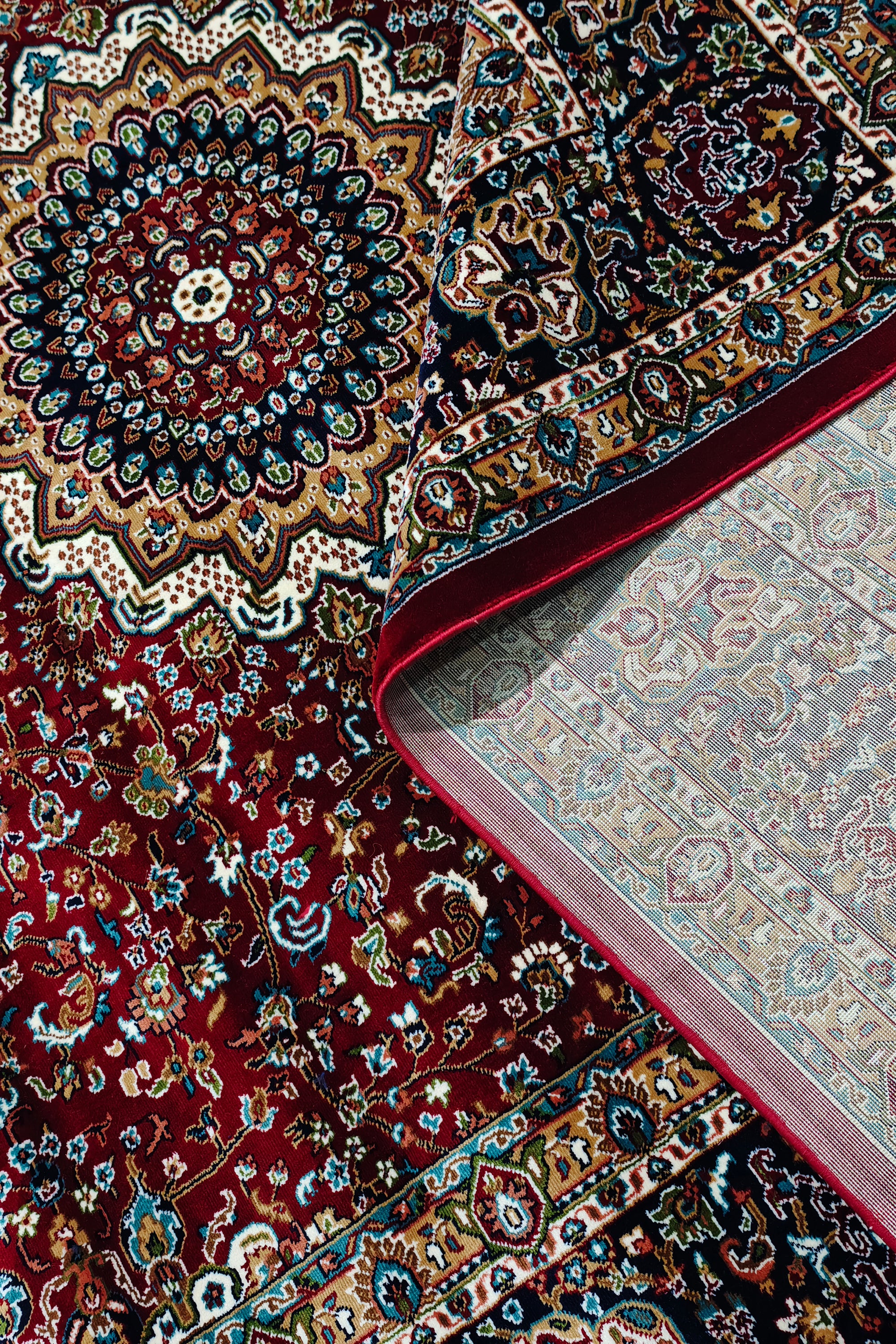 9 x 12 ft Crimson Oriental Medallion Tufted Carpet for Living Room