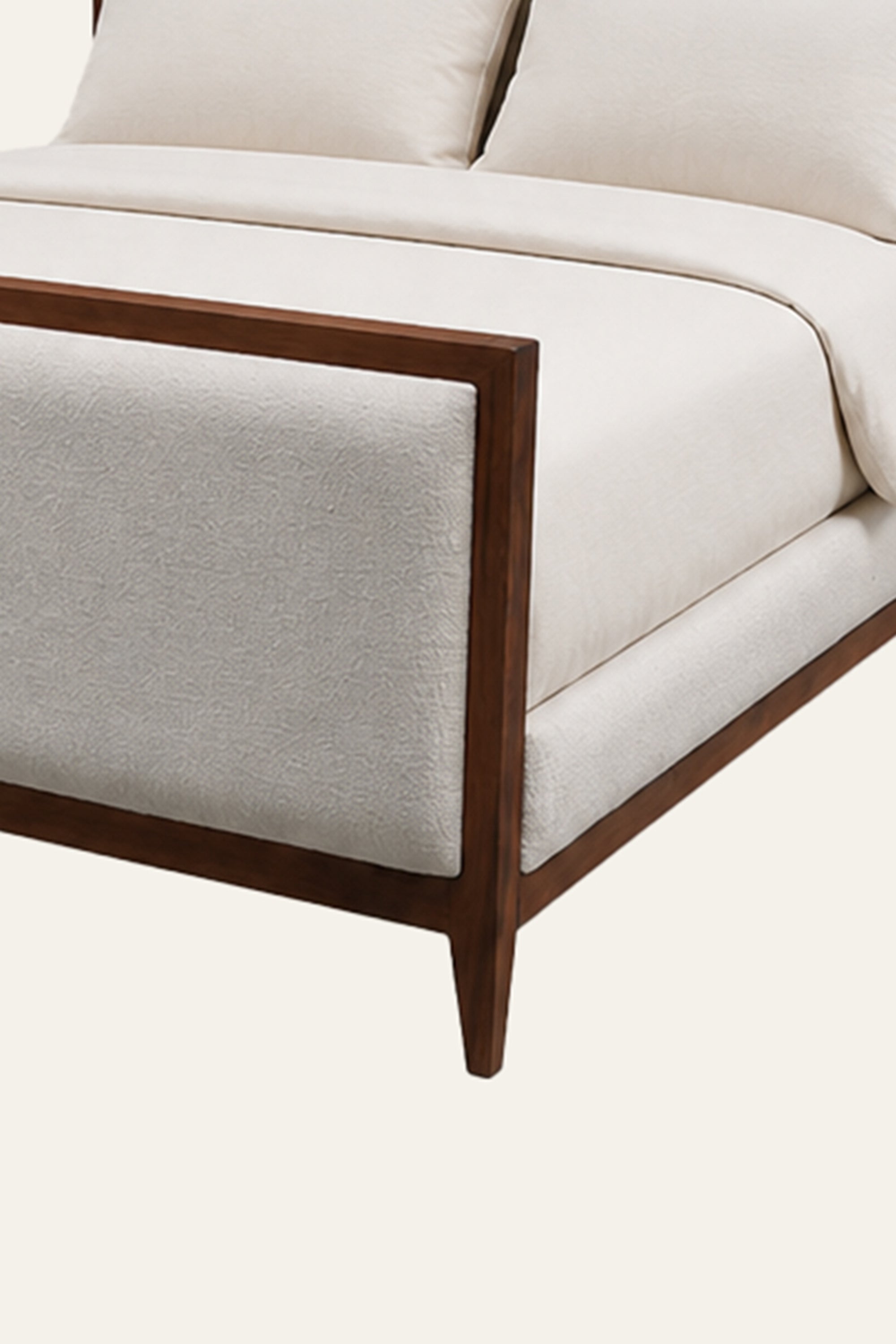 Minimal Upholstered Bed with Wood Frame