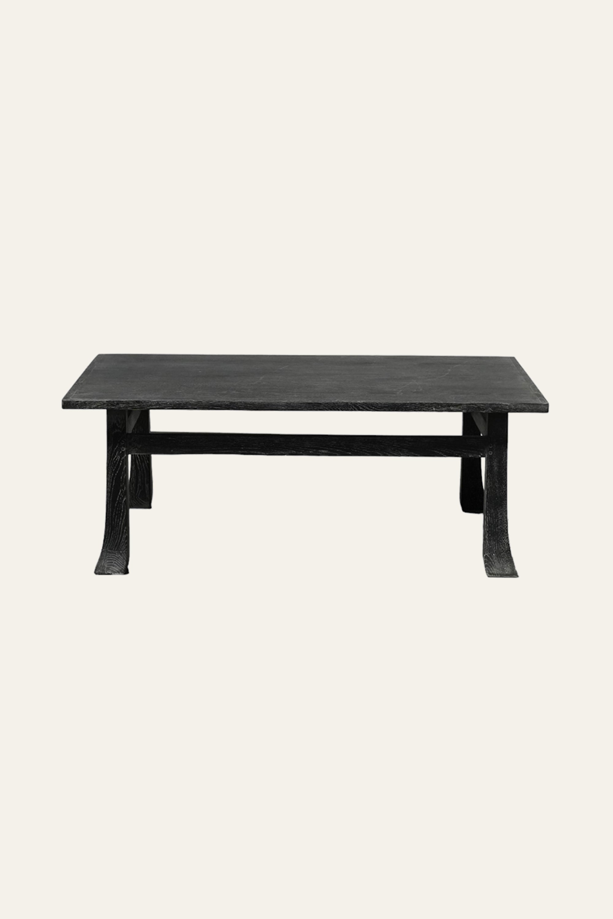 Rectangular Black Wooden Coffee Table with Flared Legs